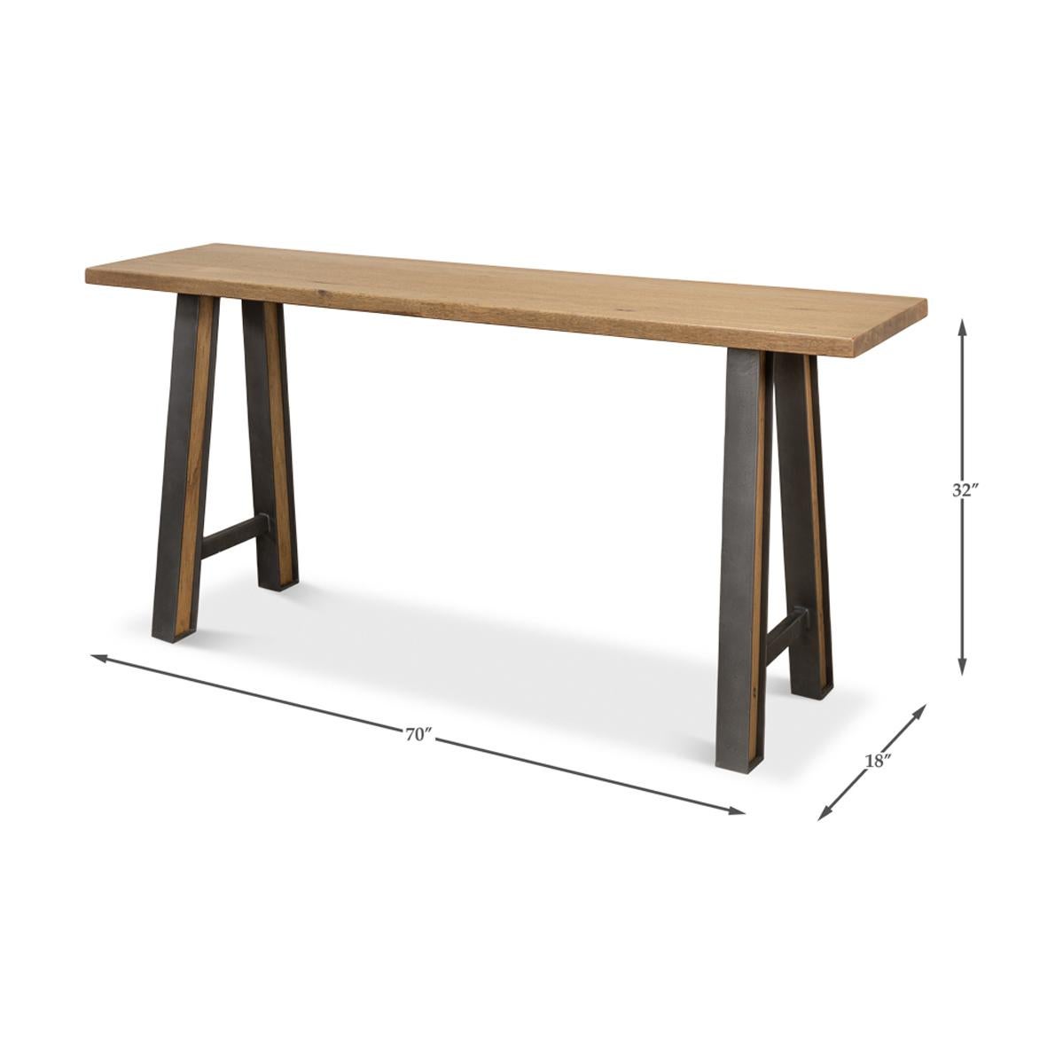 Industrial Saw Horse Console Table For Sale 4