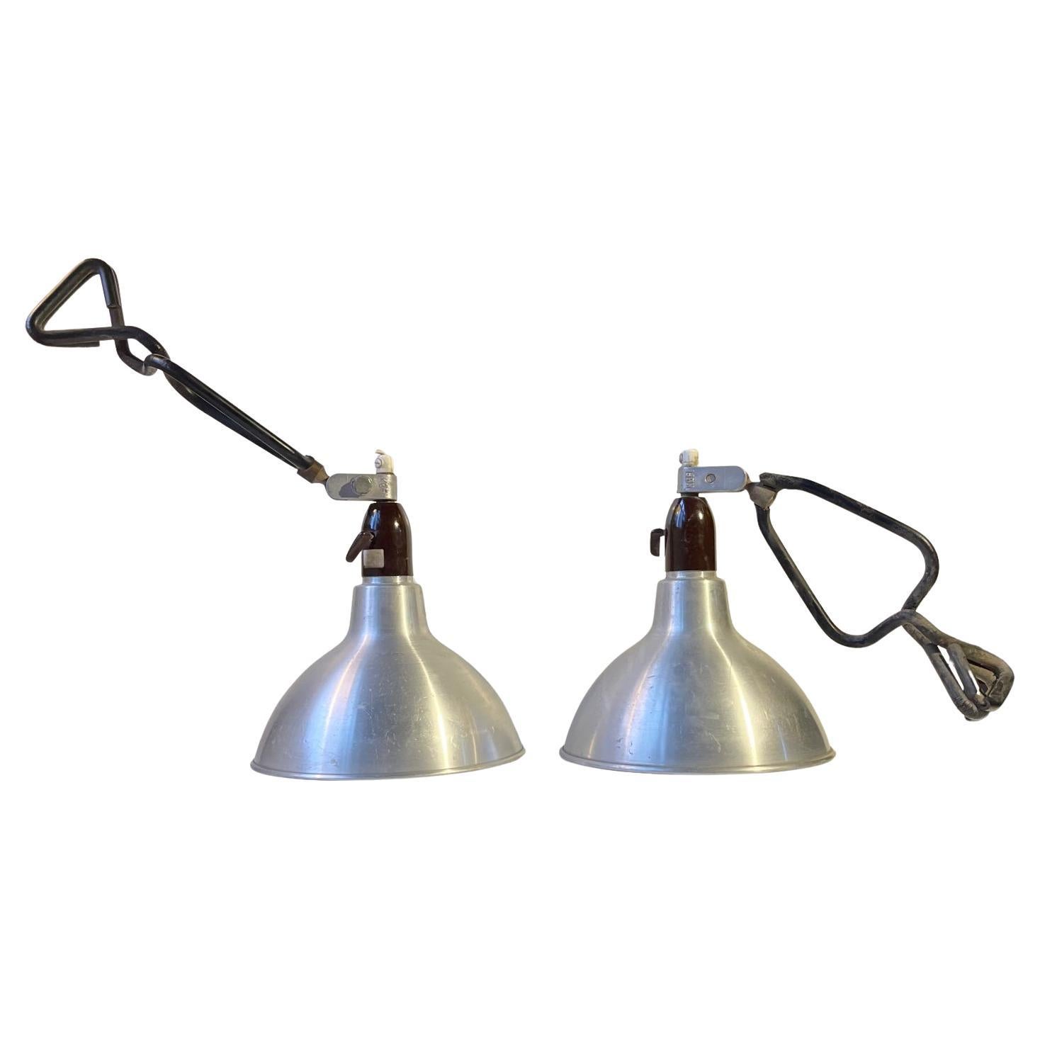Industrial Scandinavian Work Station Clamp Sconces, 1960s For Sale