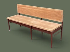 Industrial School Bench, Mahogany and Painted Steel, France, 1960s