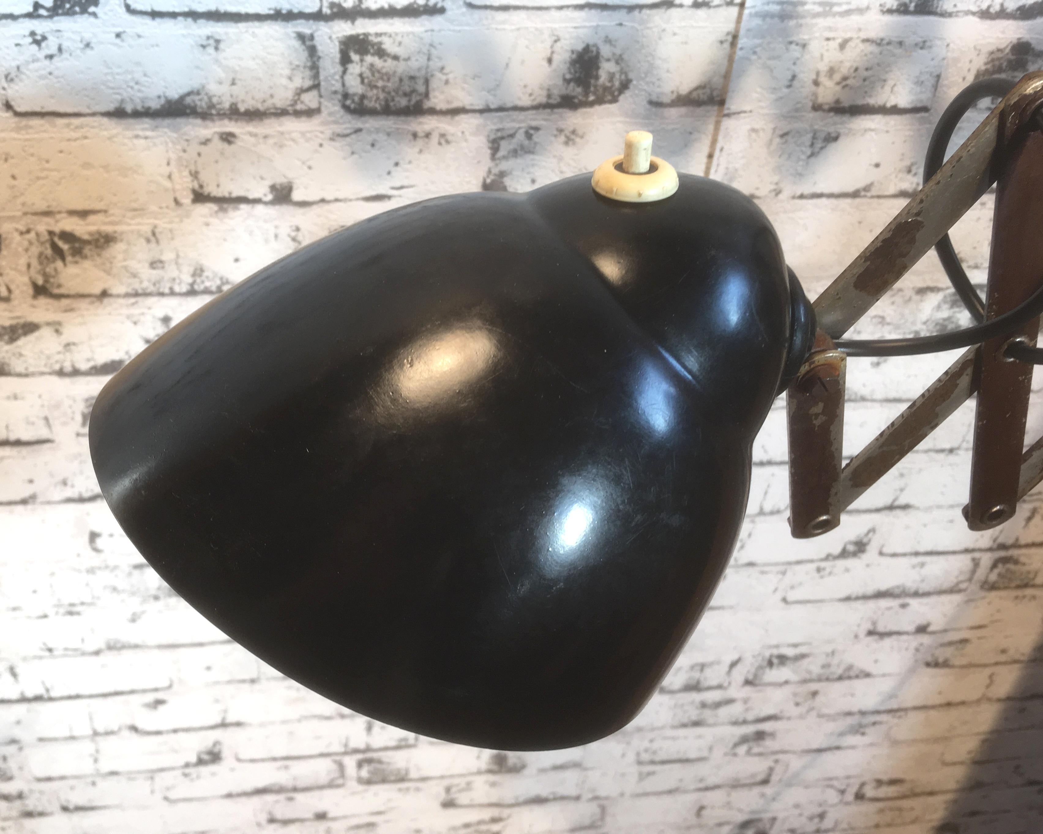 Iron Industrial Scissor Wall Lamp with Bakelite Lampshade, 1950s
