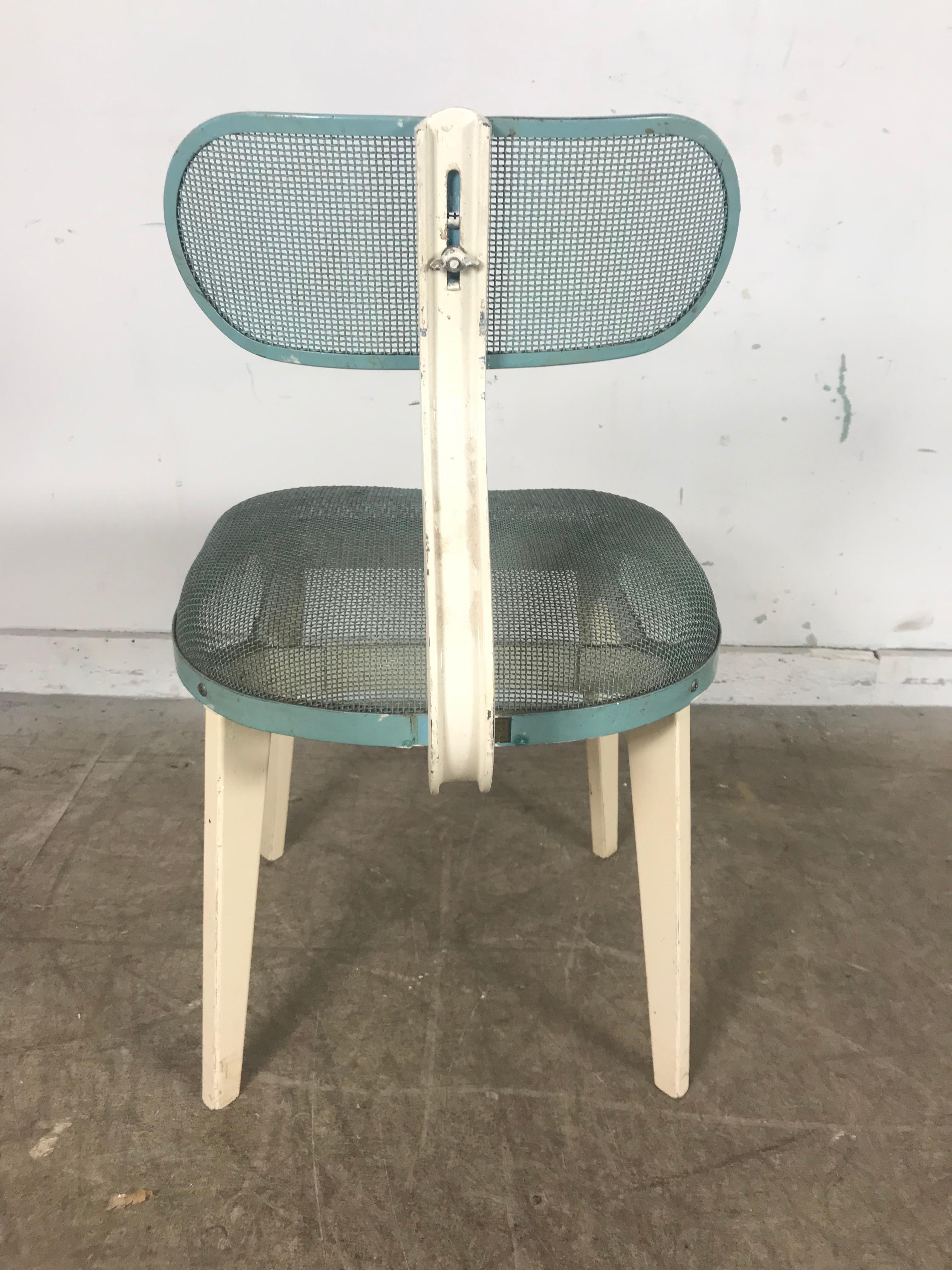 American Industrial Sculptural Mesh Steel Side Chair, Horton Texteel Ironer