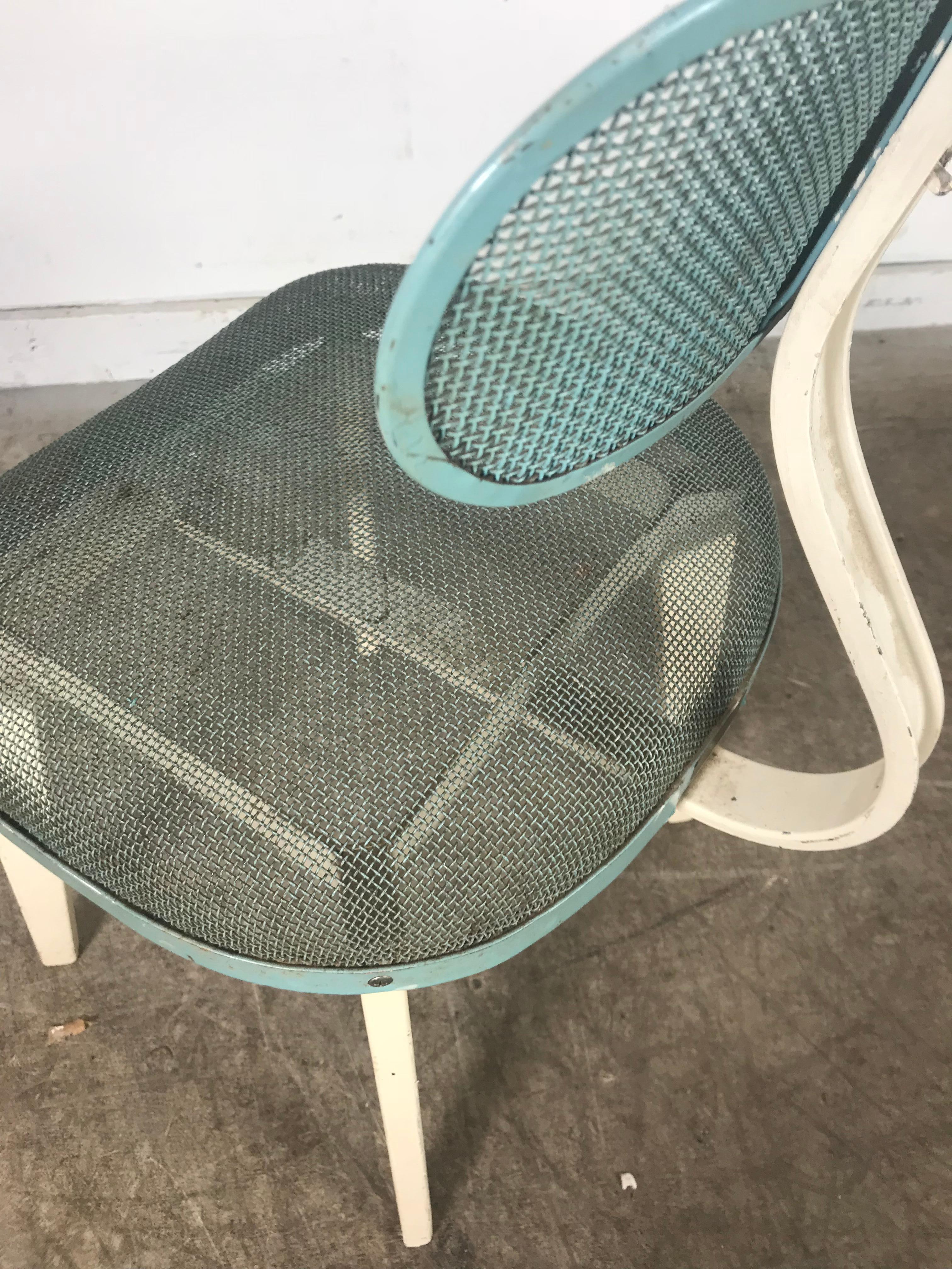 Industrial Sculptural Mesh Steel Side Chair, Horton Texteel Ironer In Good Condition In Buffalo, NY