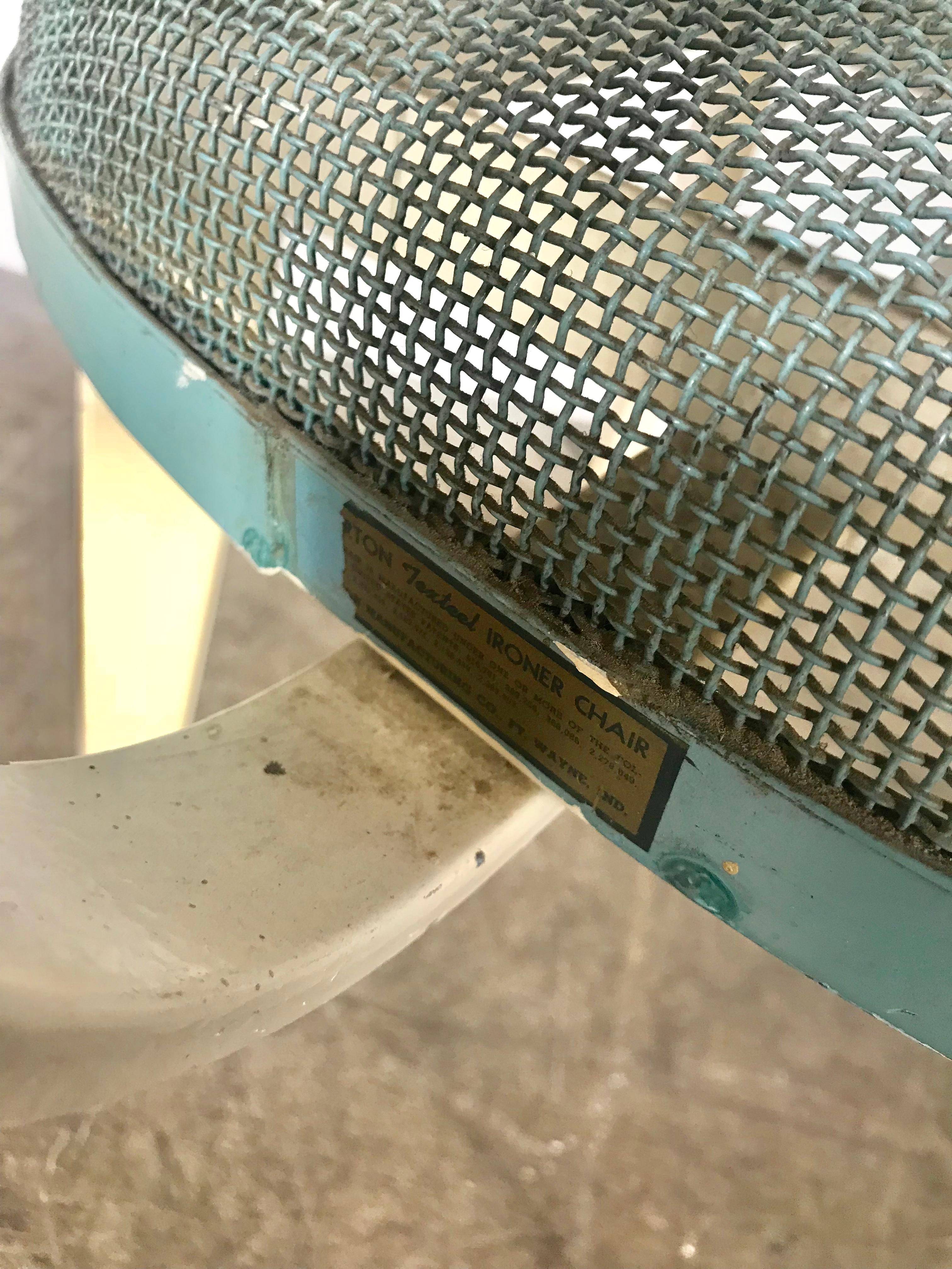 Metal Industrial Sculptural Mesh Steel Side Chair, Horton Texteel Ironer