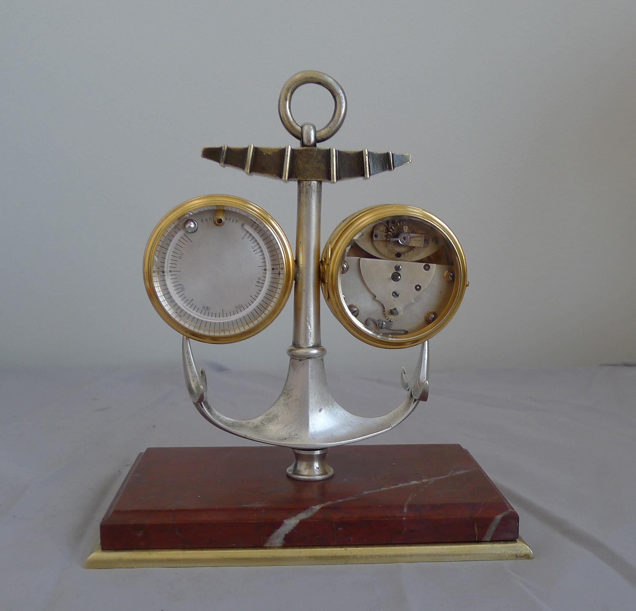  Kleiner Schreibtisch aus der Industrieserie Marine-Uhr, Barometer und Thermometer im Zustand „Gut“ im Angebot in London, GB