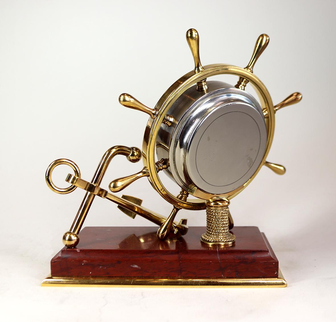 Gilt Industrial Series Nautical Desk Clock For Sale
