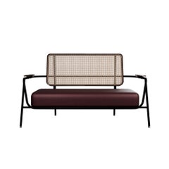 Industrial Settee DUV Kirsche Samt handgefertigt von Murmurio