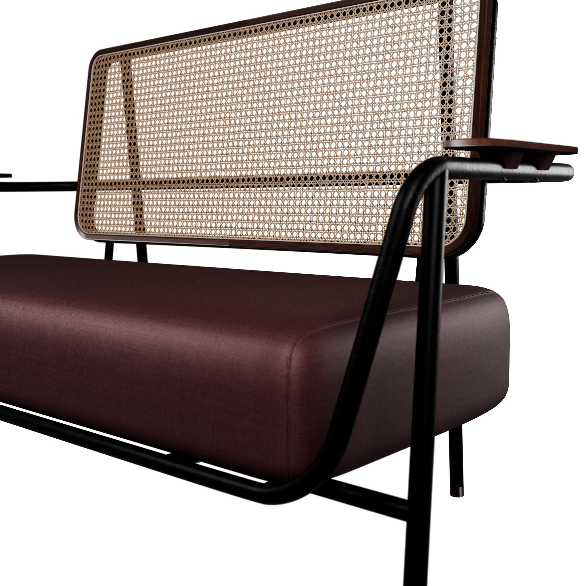 Industrial Settee DUV Cherry velvet handcrafted by Murmurio In New Condition For Sale In Lordelo, PT