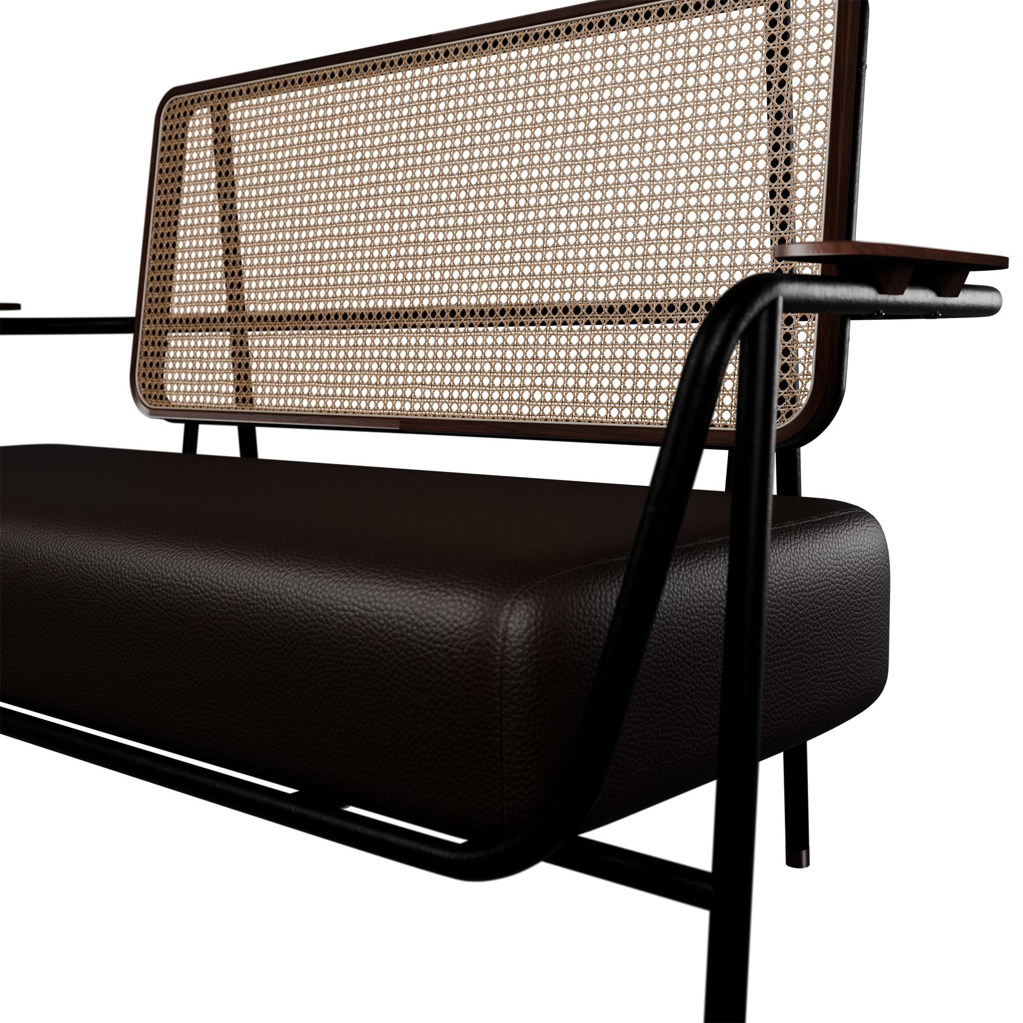 Industrial Settee DUV Cocoa leather handcrafted by Murmurio In New Condition For Sale In Lordelo, PT