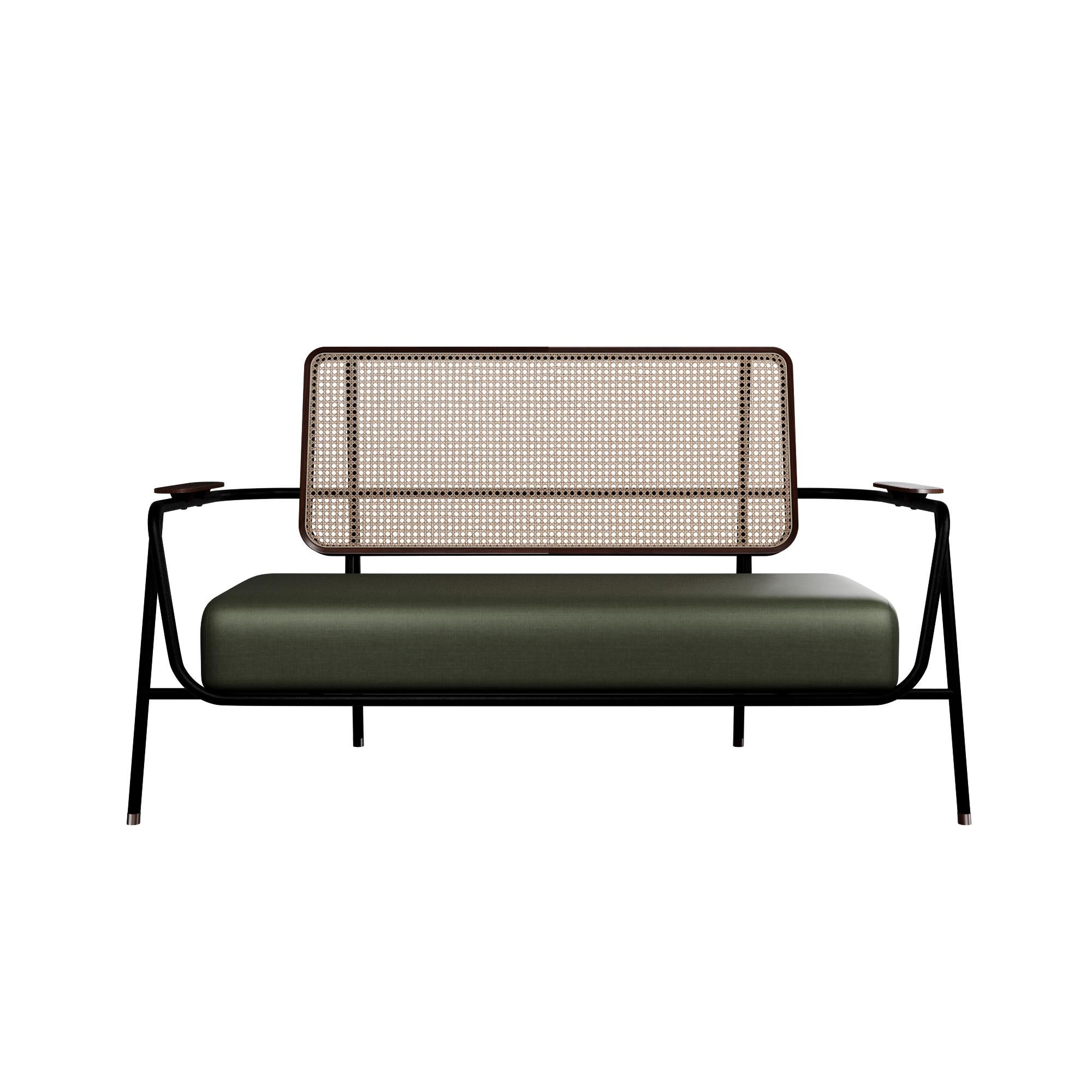 The DUV Settee is more than just a piece of furniture; it’s a harmonious blend of industrial strength and natural beauty. The iron structure provides exceptional durability and stability, making it a reliable choice for various settings. The genuine