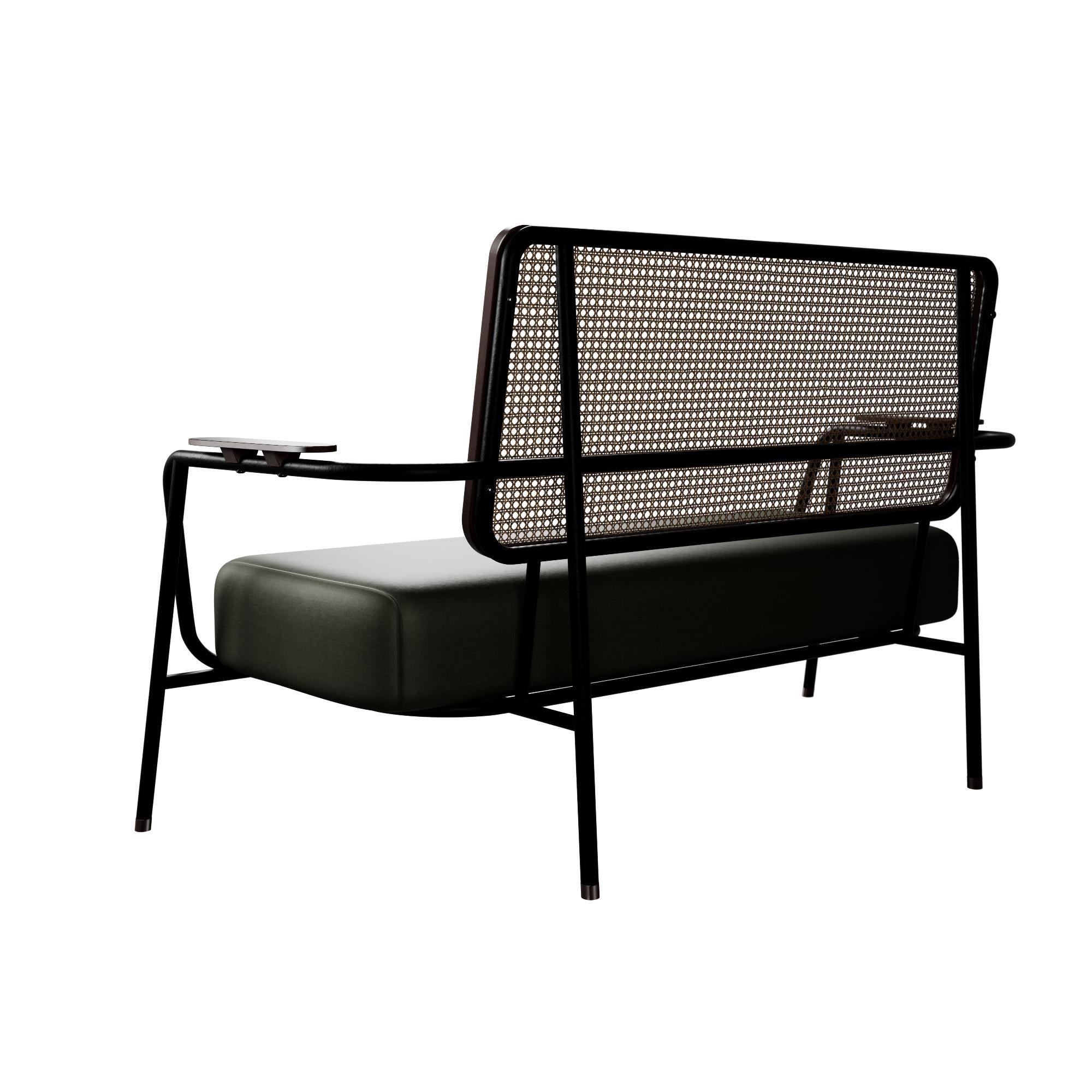 Portuguese Industrial Settee DUV Forest velvet handcrafted by Murmurio For Sale