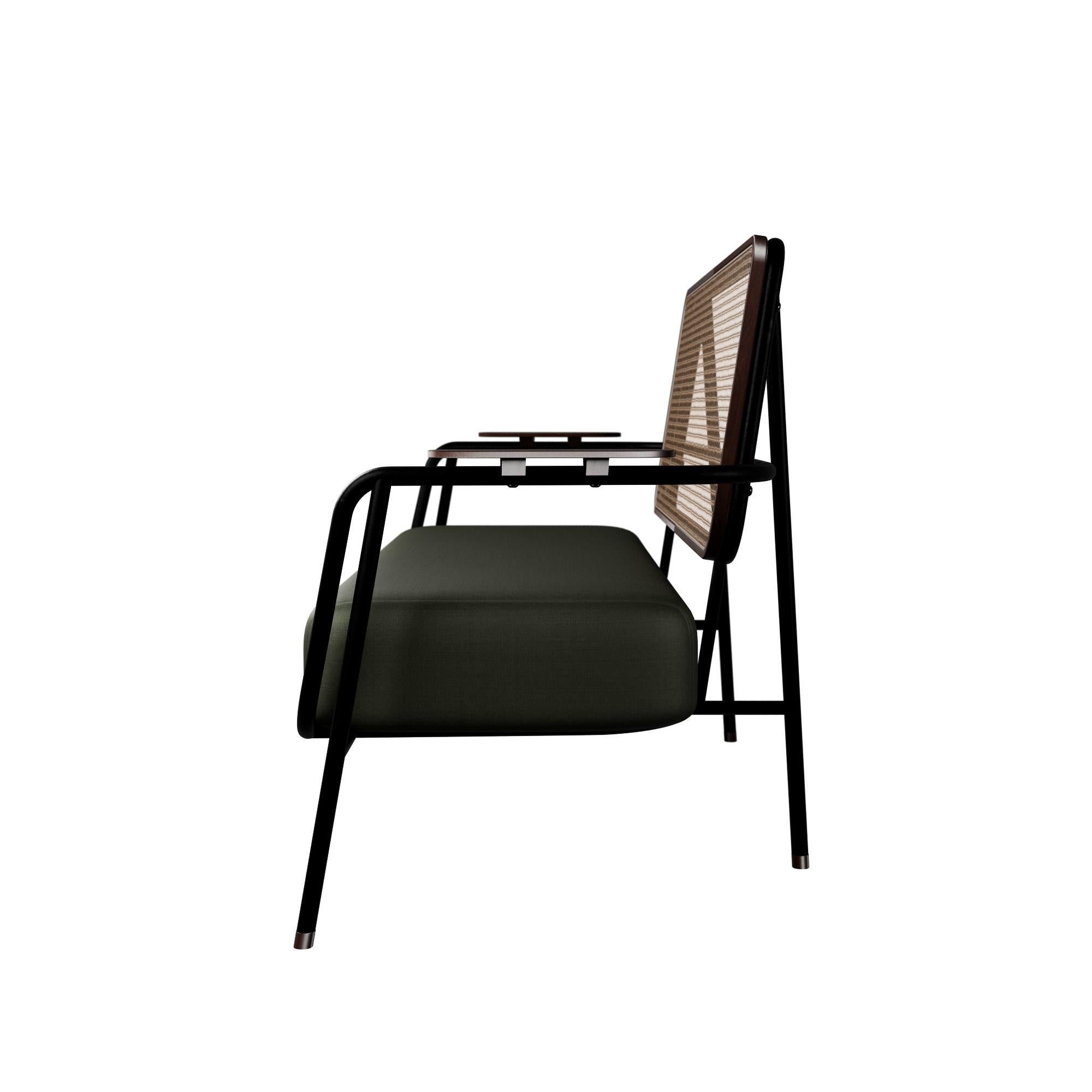 Contemporary Industrial Settee DUV Forest velvet handcrafted by Murmurio For Sale