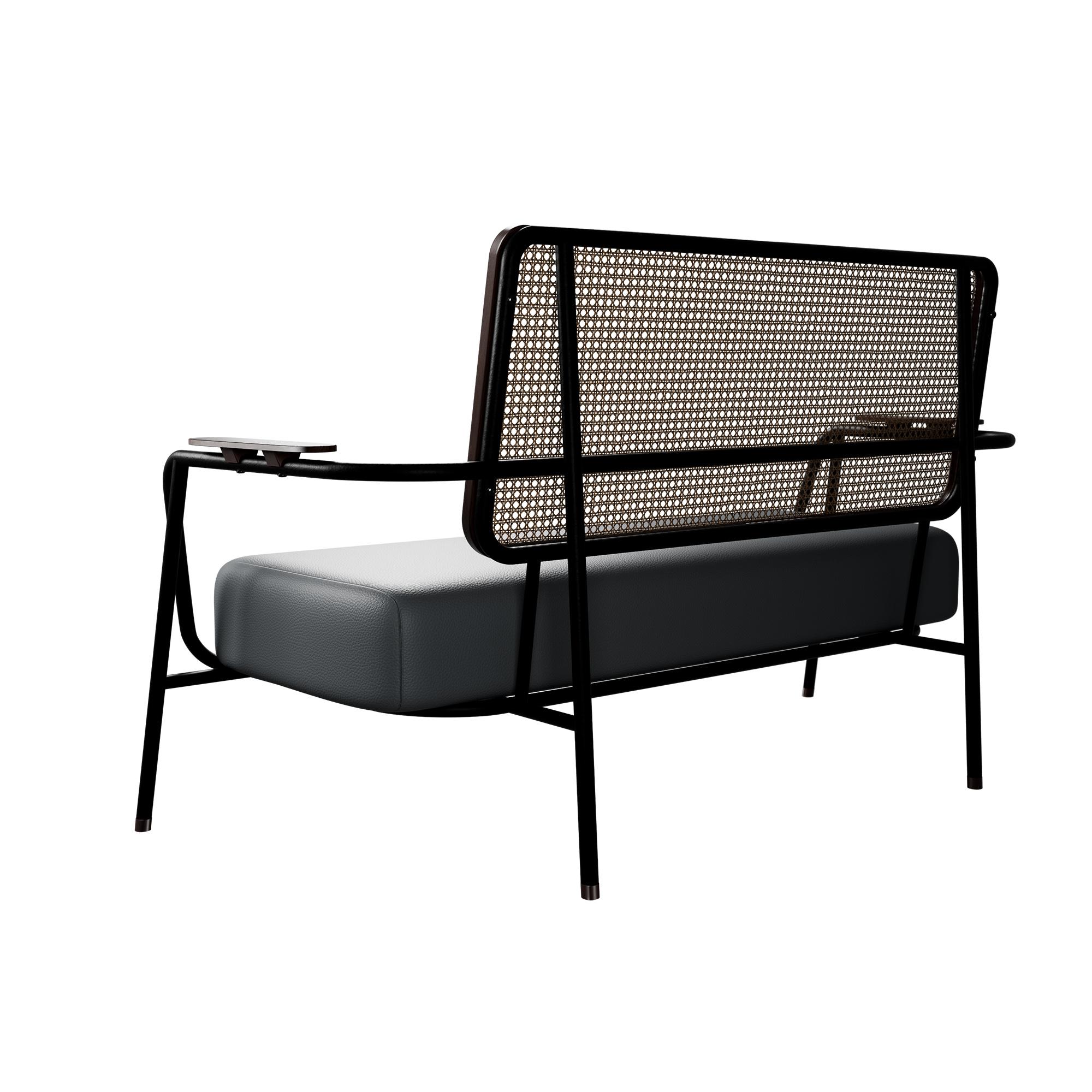 Portuguese Industrial Settee DUV Concrete leather handcrafted by Murmurio For Sale