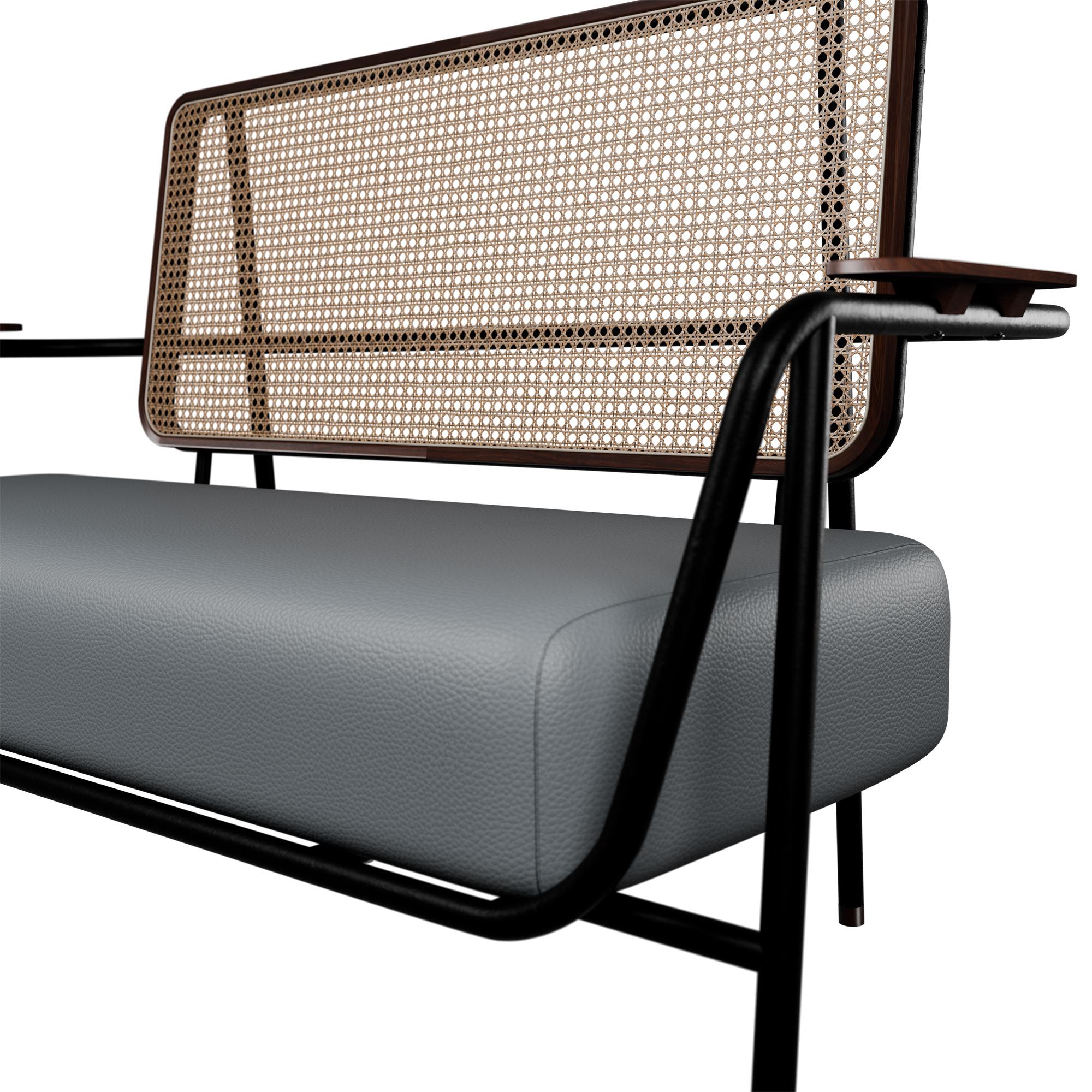 Industrial Settee DUV Concrete leather handcrafted by Murmurio In New Condition For Sale In Lordelo, PT