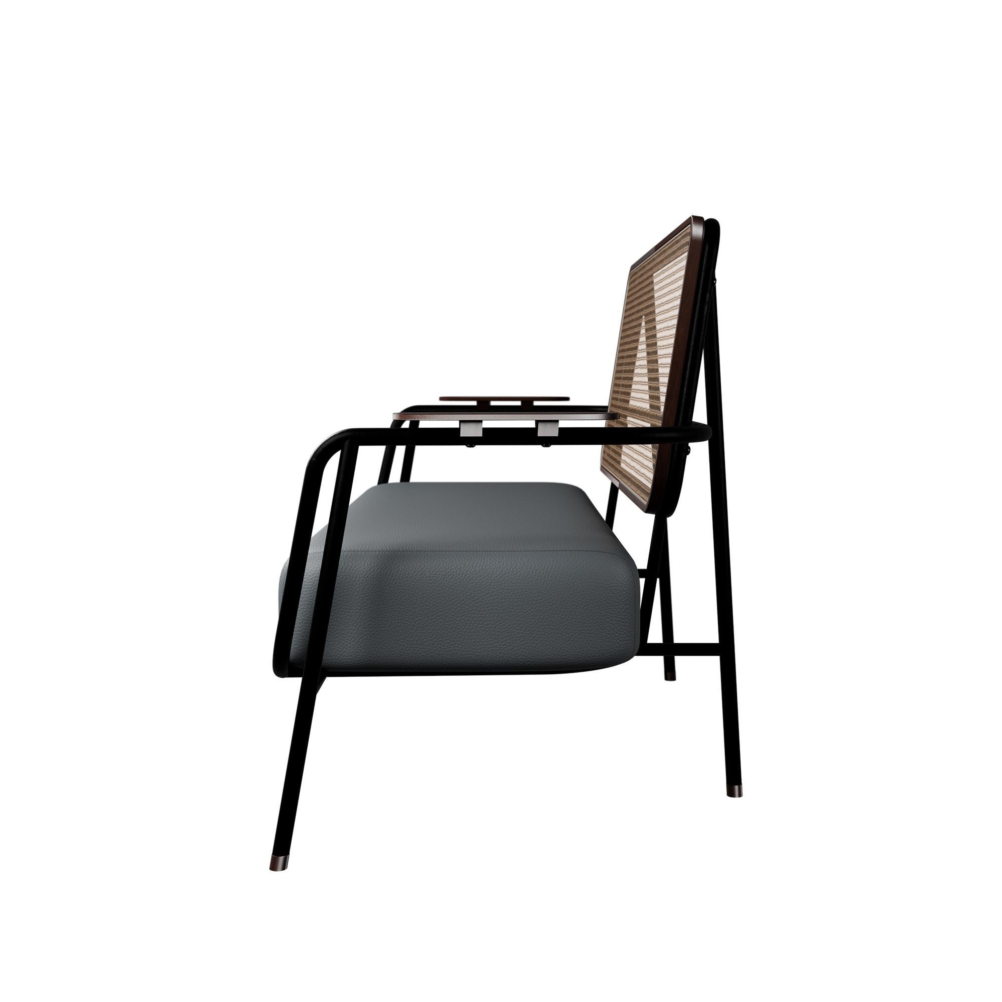Contemporary Industrial Settee DUV Concrete leather handcrafted by Murmurio For Sale