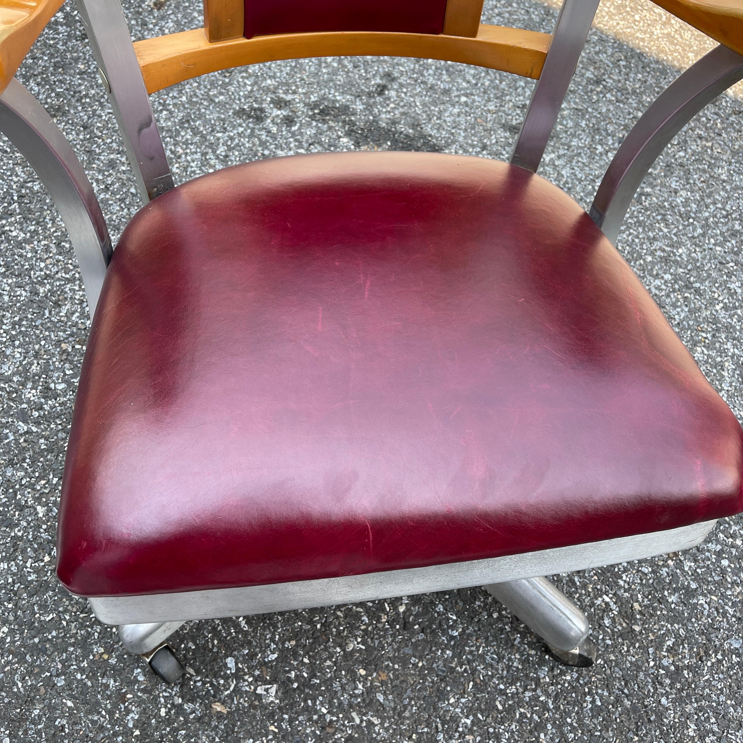 Industrial Shaw Walker Aluminum and Leather Desk Chair, Circa 1960 12