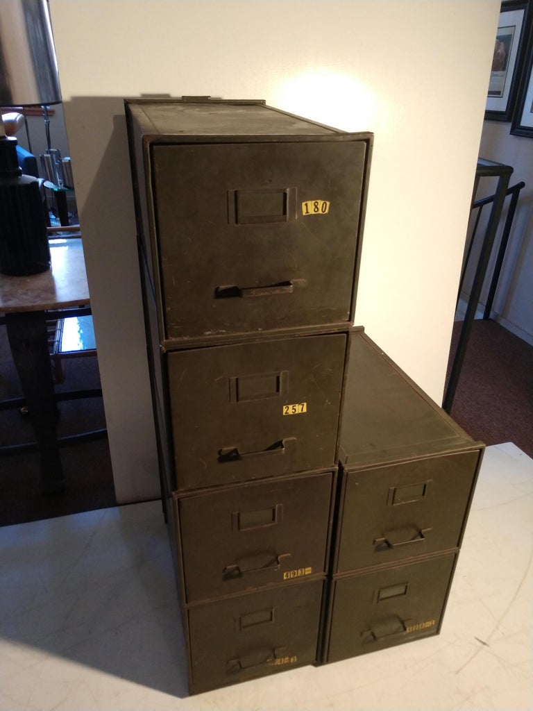 Industrial Shaw Walker Stacking File Cabinets Six in ...