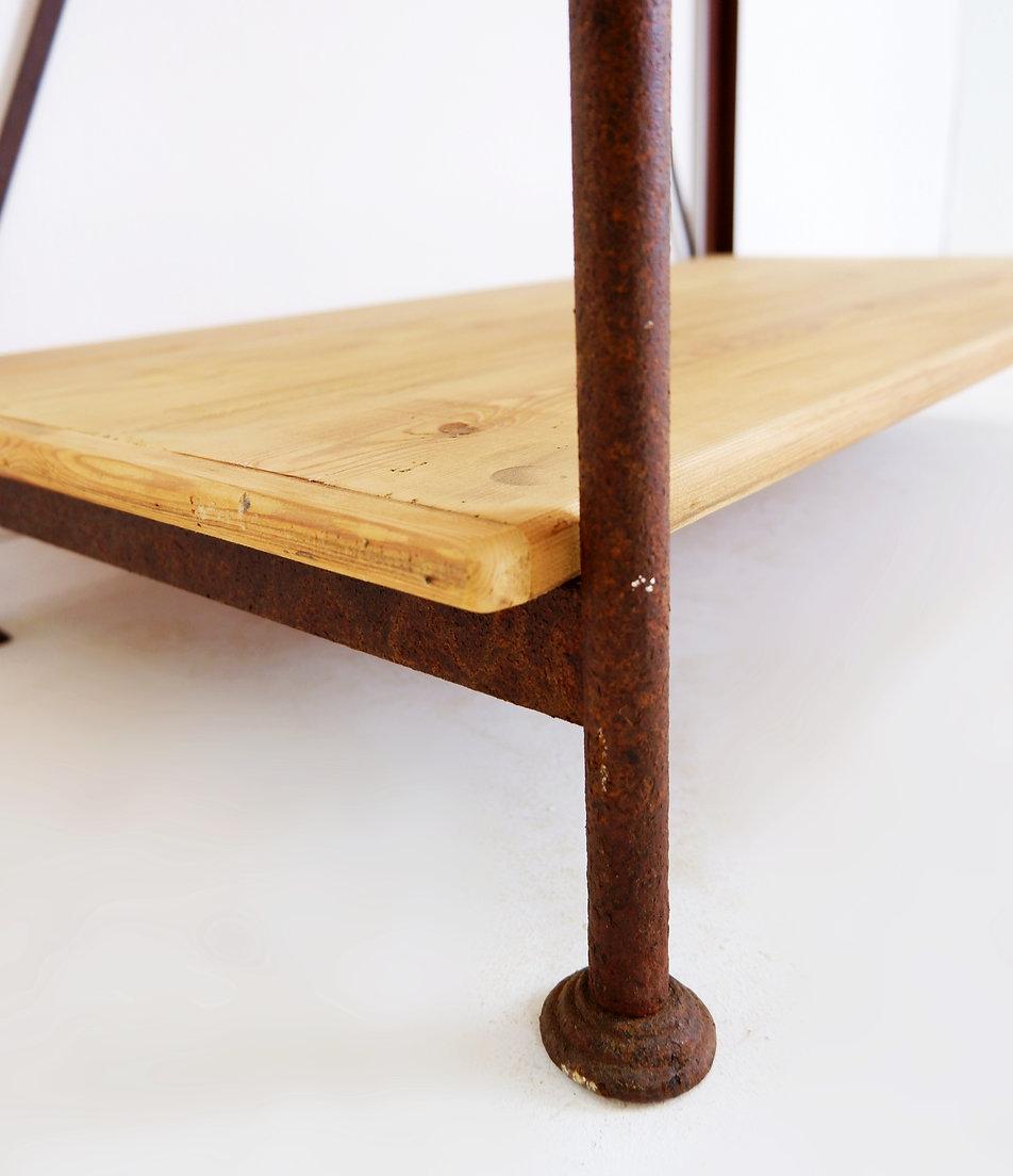 Industrial shelf in the style of Theodore Scherf
Industrial - Vintage - Bookase
Measures : 105cmx51cm H:202cm
Materaials : Iron -Wood 
quantity available on order/quote/deadline
