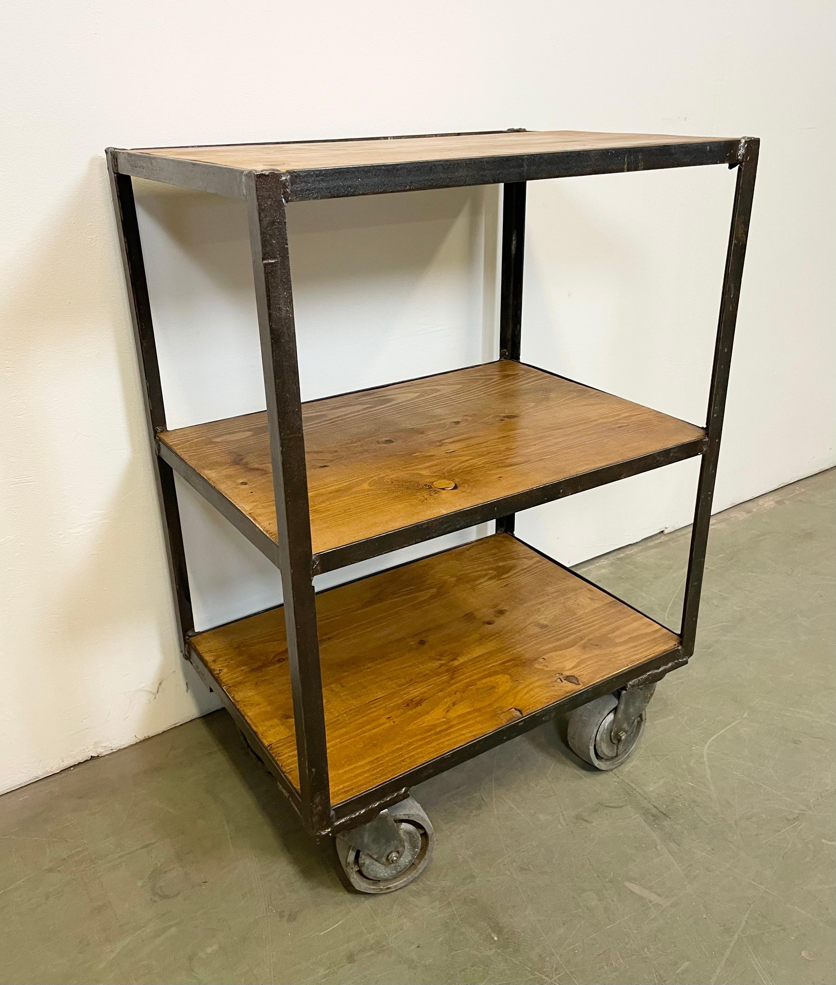 wooden shelf with wheels