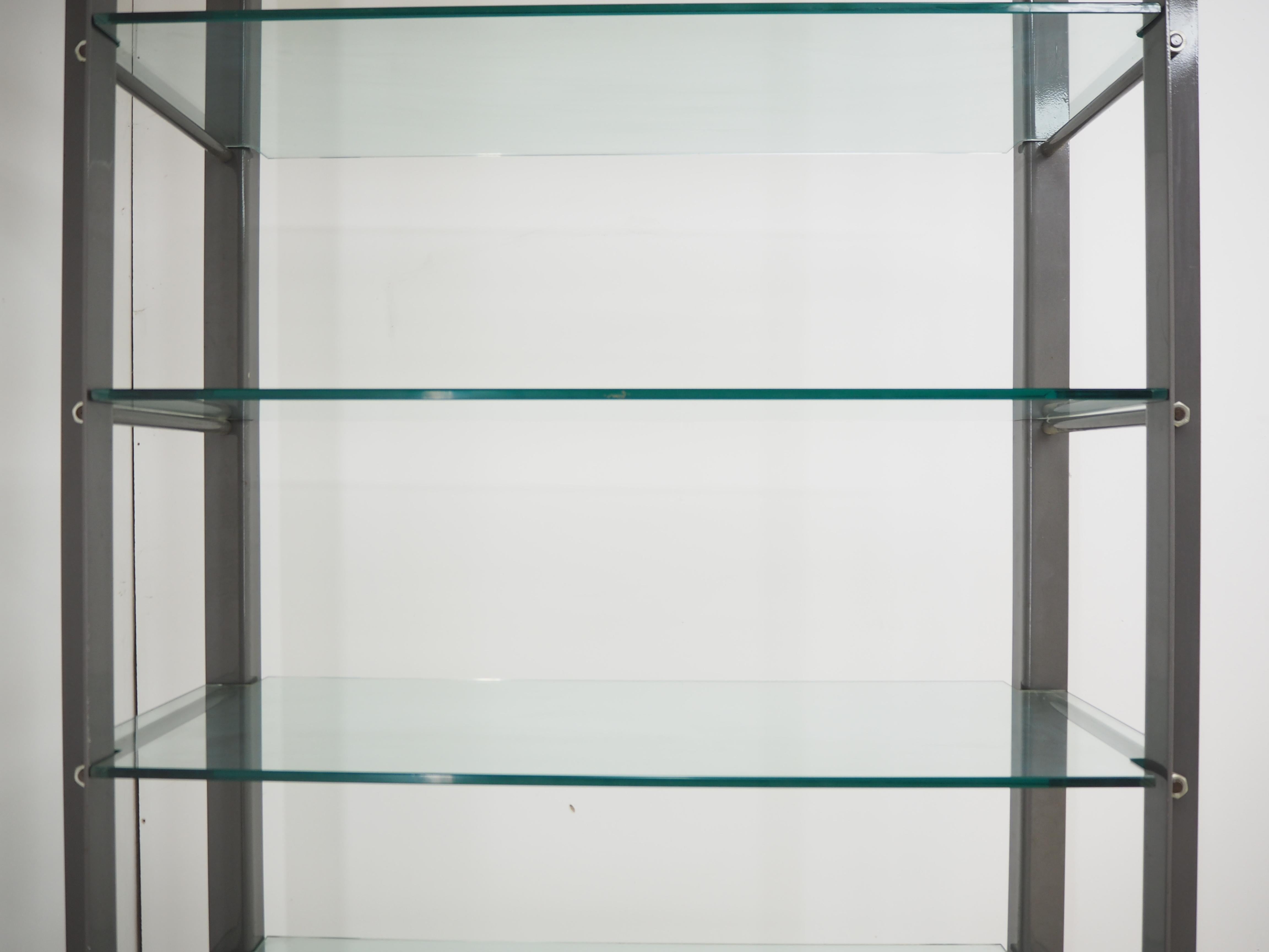 Industrial Shelves, Steel and Tempered Glass, 2000s In Good Condition For Sale In Praha, CZ
