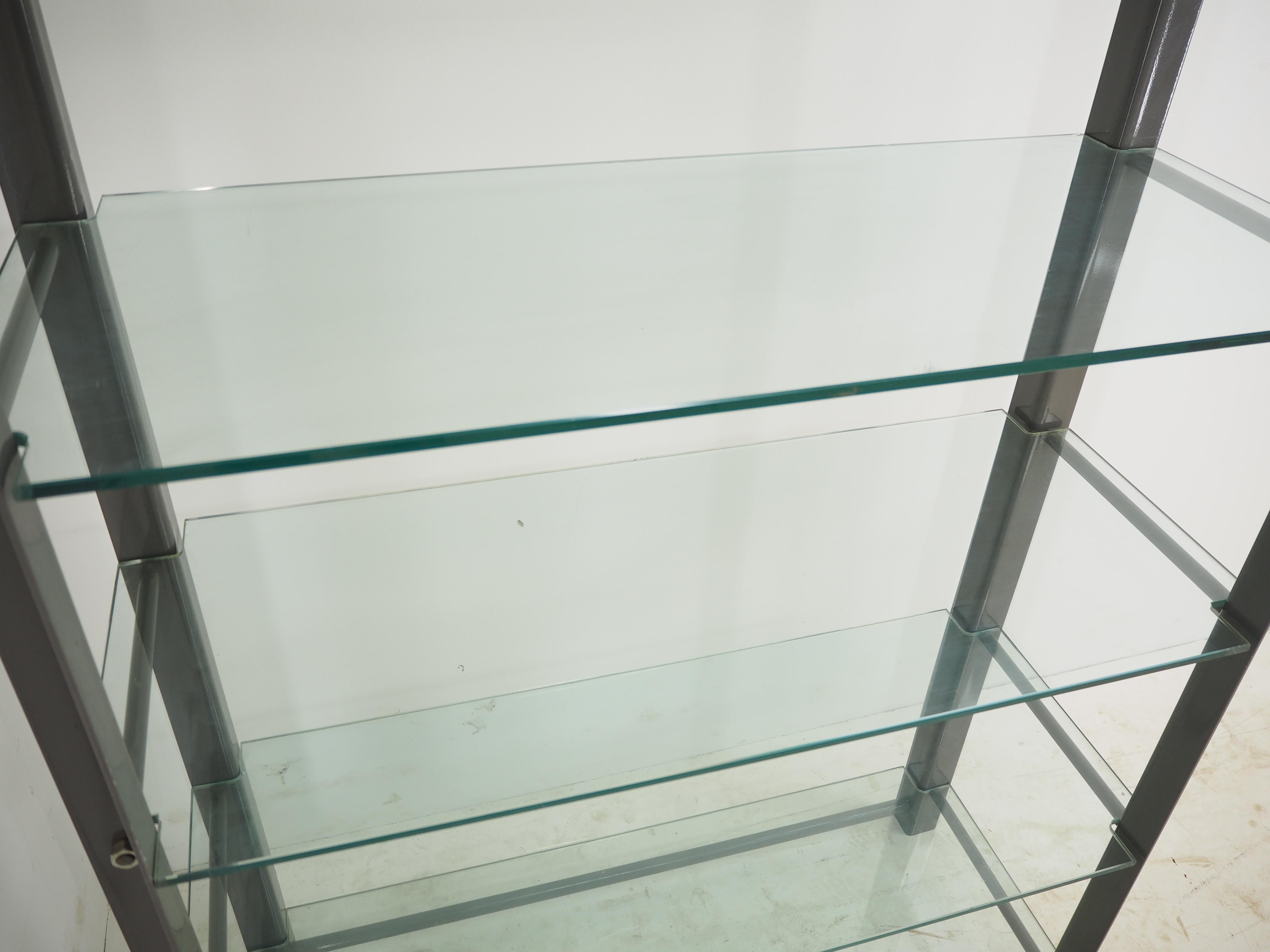 Industrial Shelves, Steel and Tempered Glass, 2000s For Sale 2