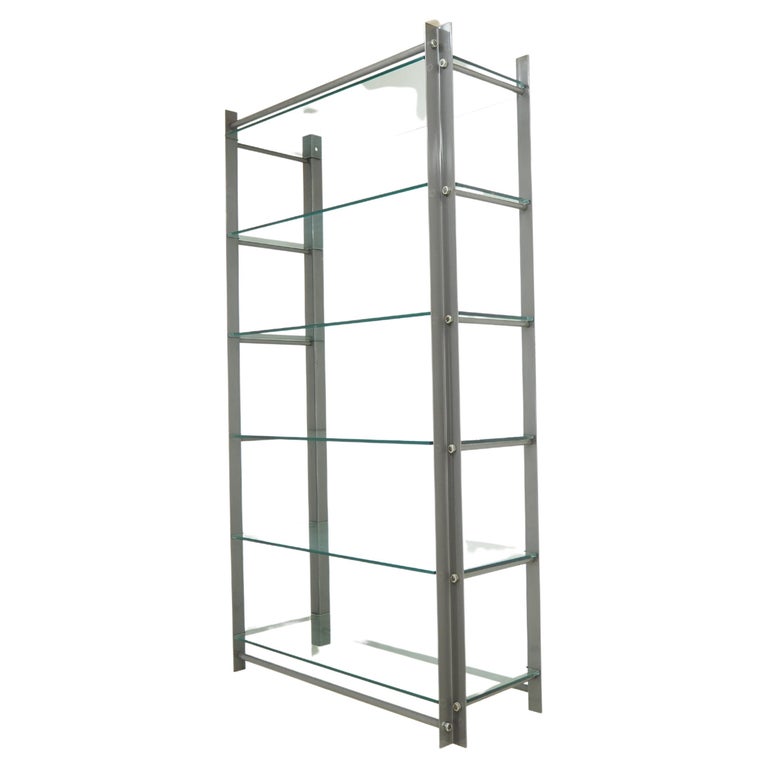 Industrial Shelves, Steel and Tempered Glass , 2000s For Sale at 1stDibs