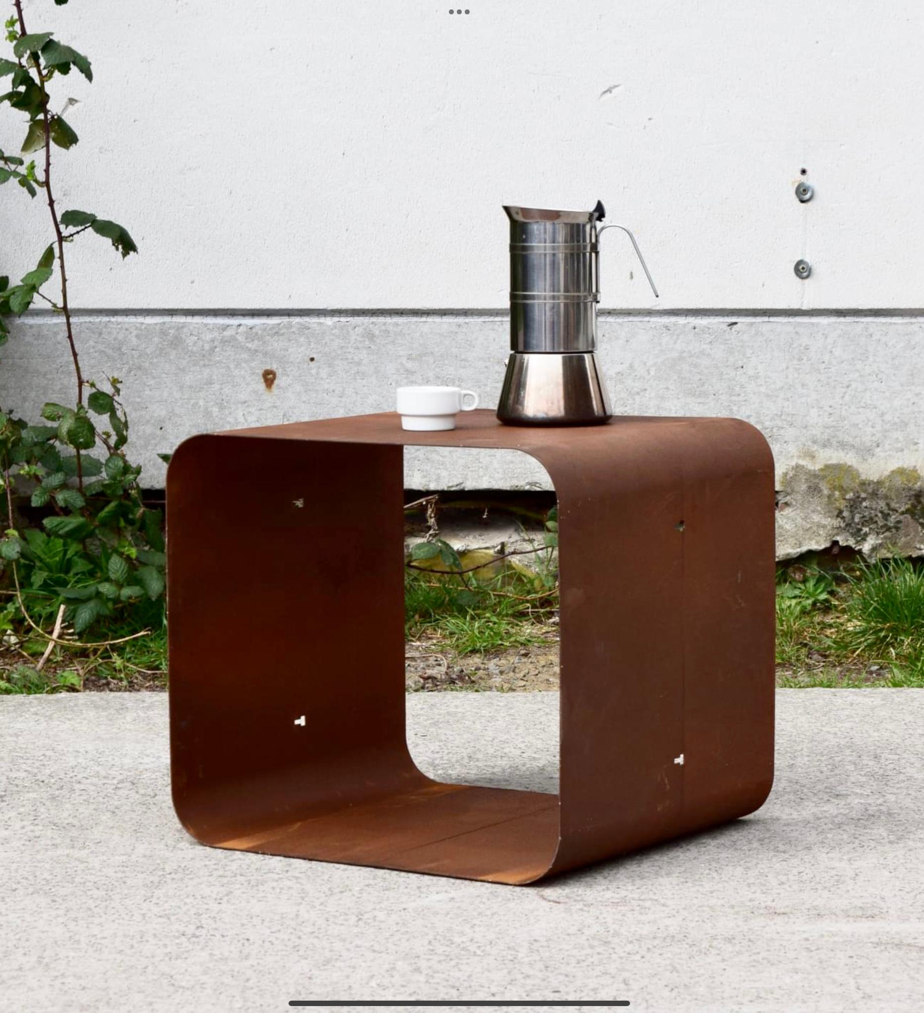 Industrial Side Table in Corten Steel, Brussels, 1974 9