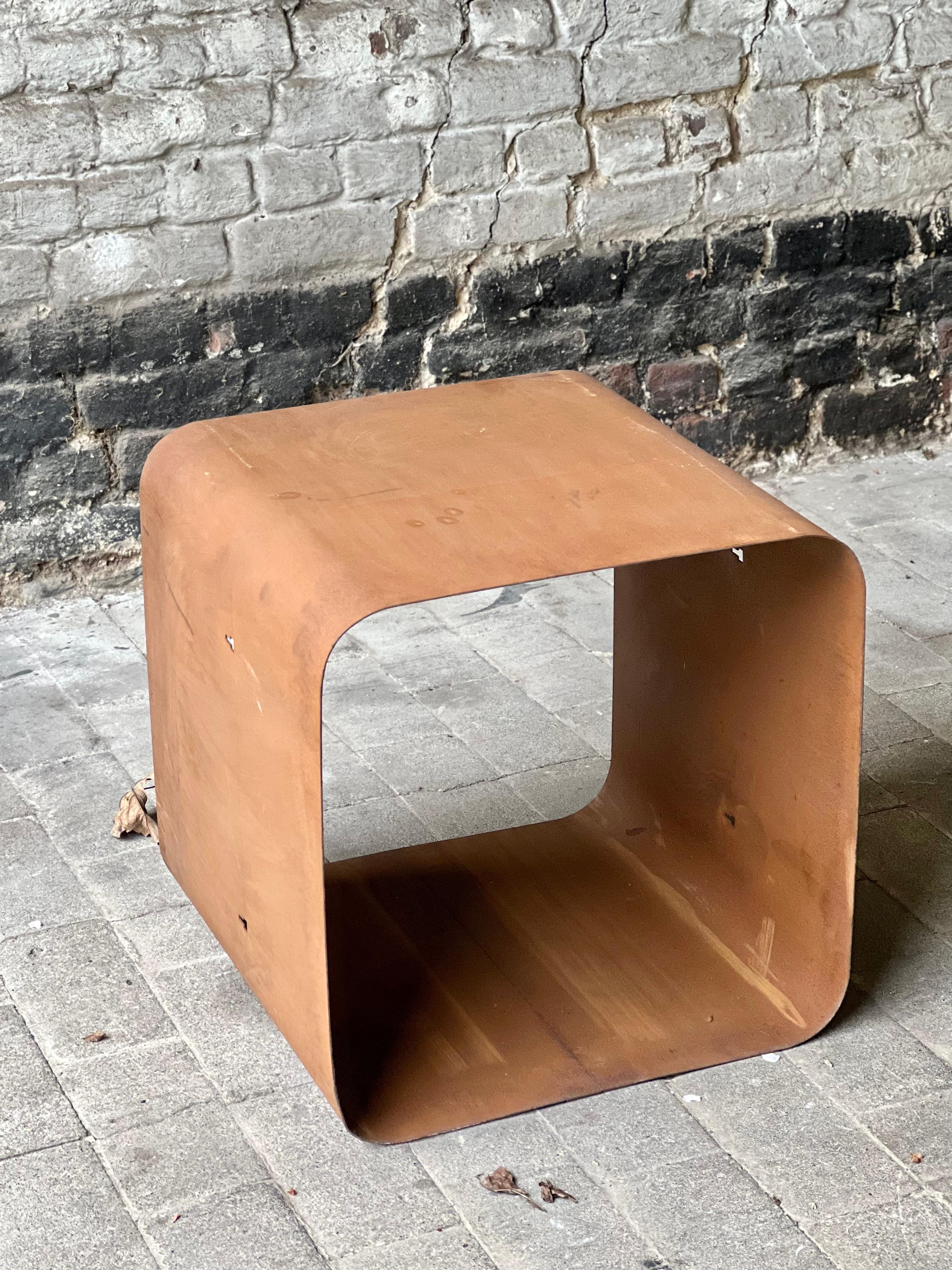 Belgian Industrial Side Table in Corten Steel, Brussels, 1974 For Sale