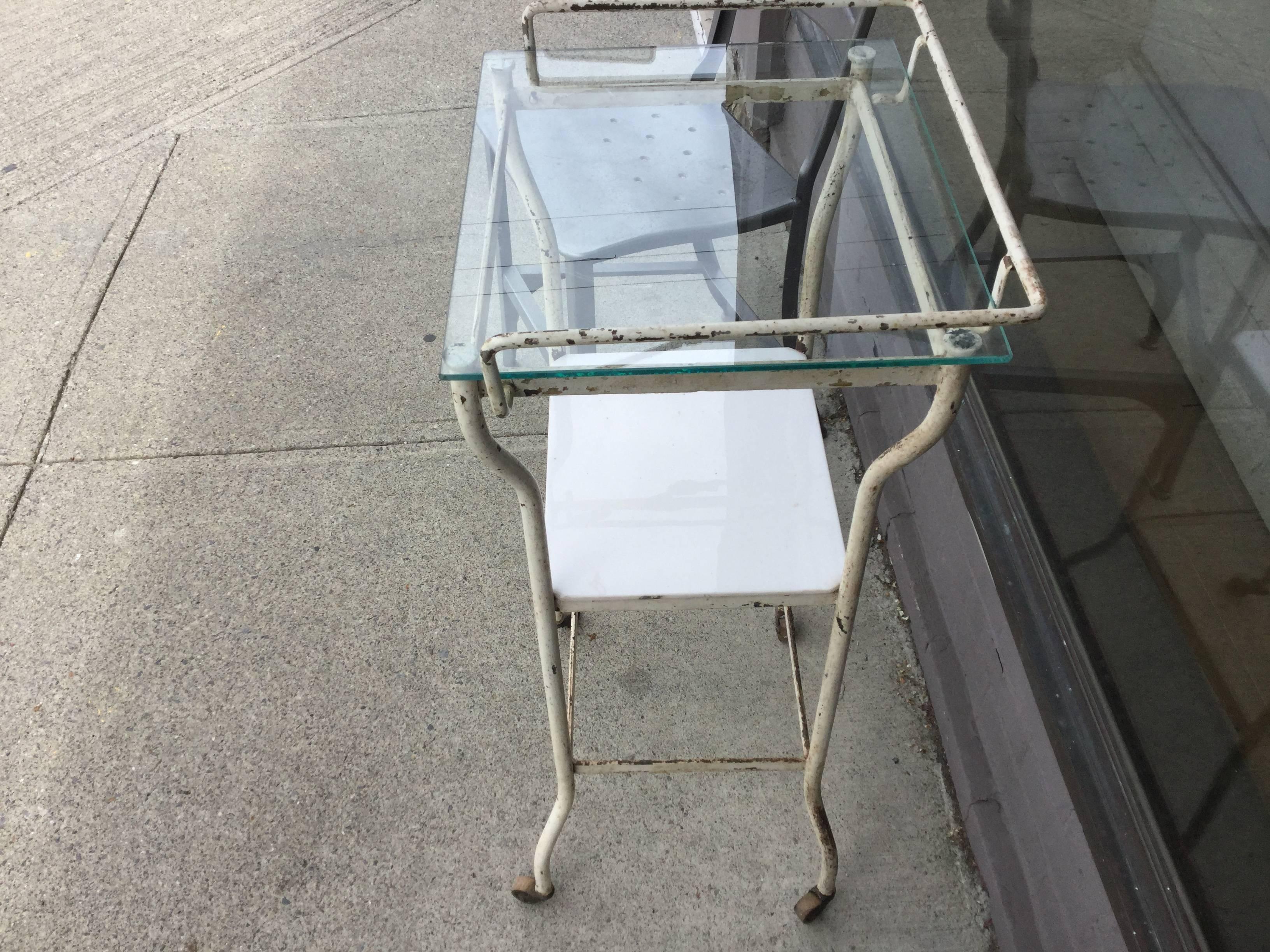 Industrial Side Table Medical In Excellent Condition For Sale In North Beninngton, VT
