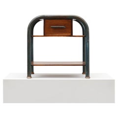 Tavolino o comodino industriale in stile Bauhaus, Belgio, 1910 ca.