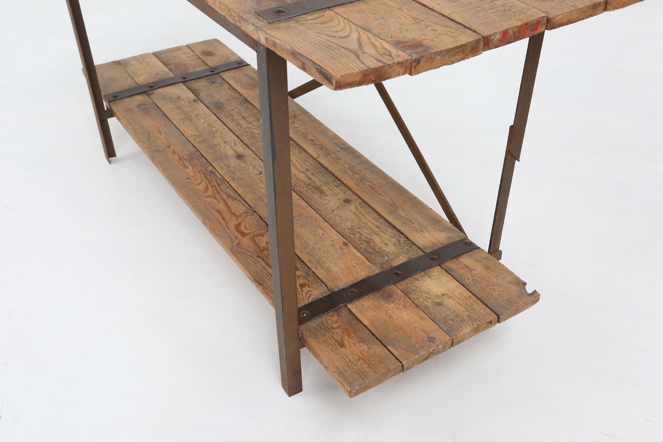 Industrial side table with metal frame and wooden top and removable platform, Be For Sale 4