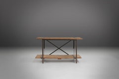 Industrial side table with metal frame and wooden top and removable platform, Be
