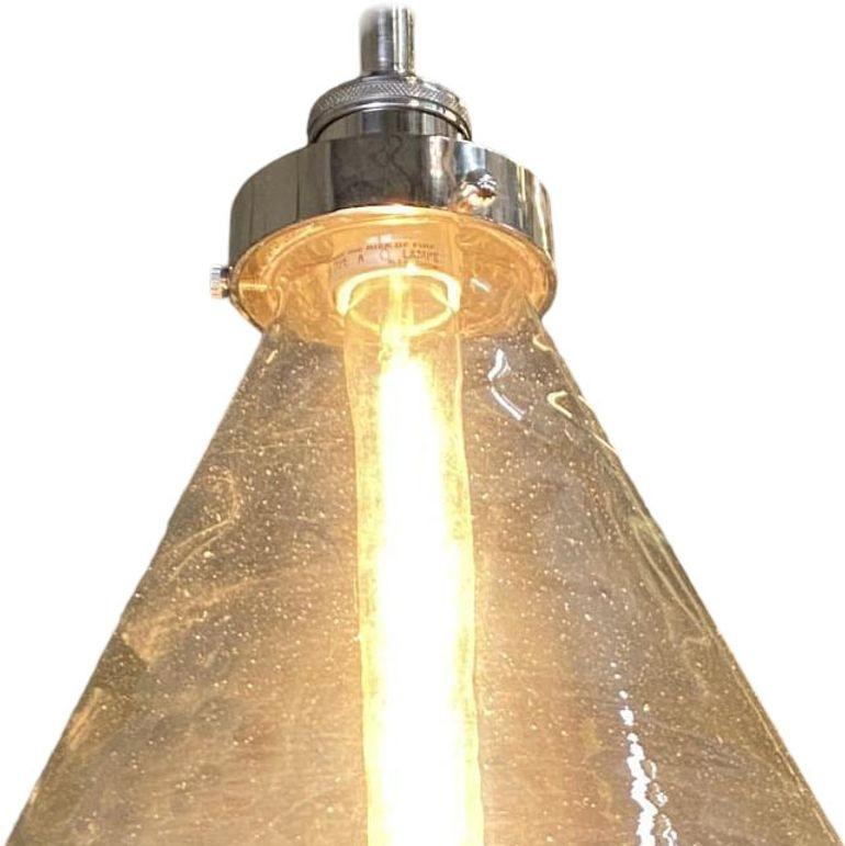 Industrial Silver Brushed Clear Glass Ceiling Pendant Light For Sale 3