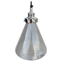 Industrial Silver Brushed Clear Glass Ceiling Pendant Light
