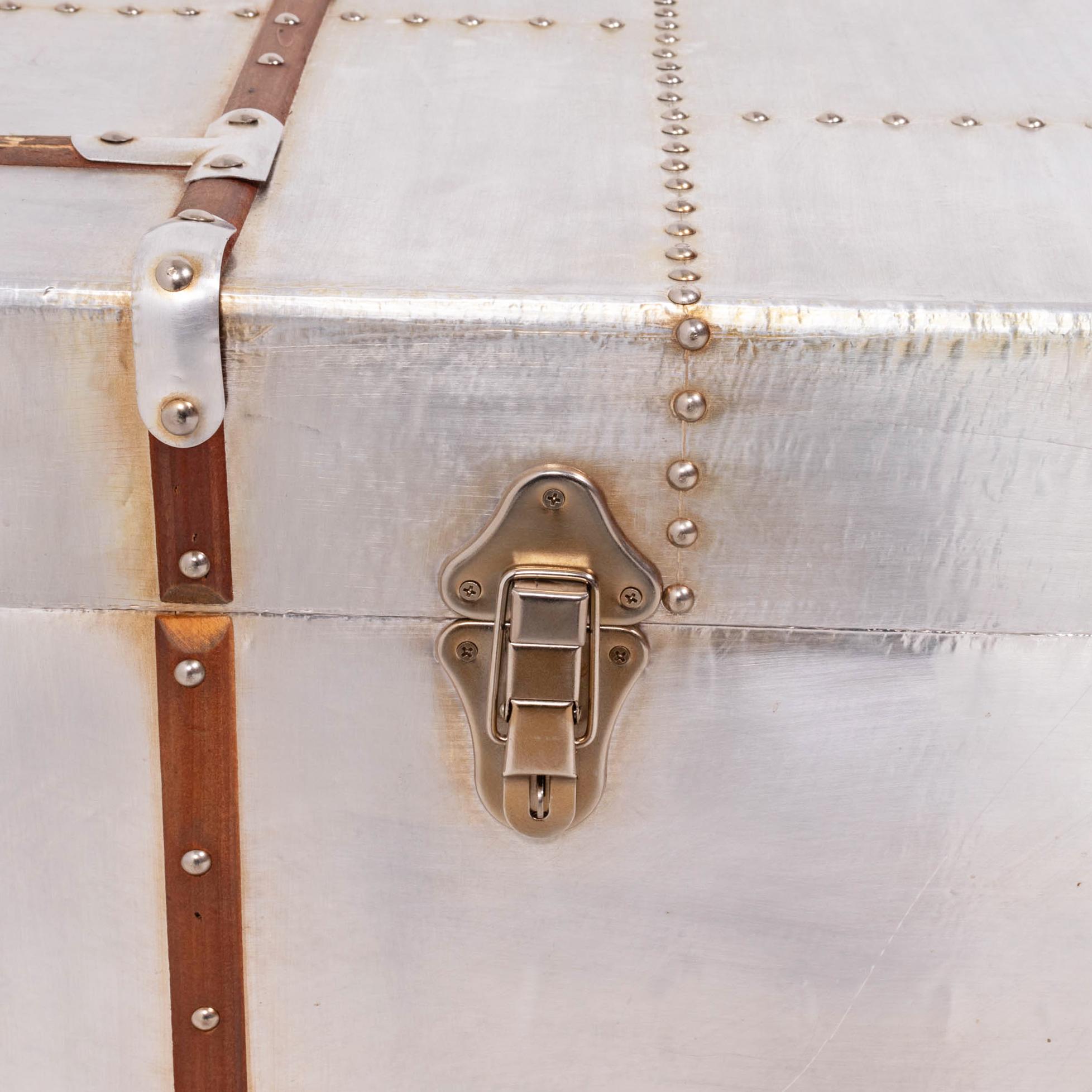 Industrial Silver Storage Trunk with Drawer 7