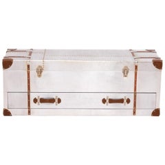 Industrial Silver Storage Trunk with Drawer
