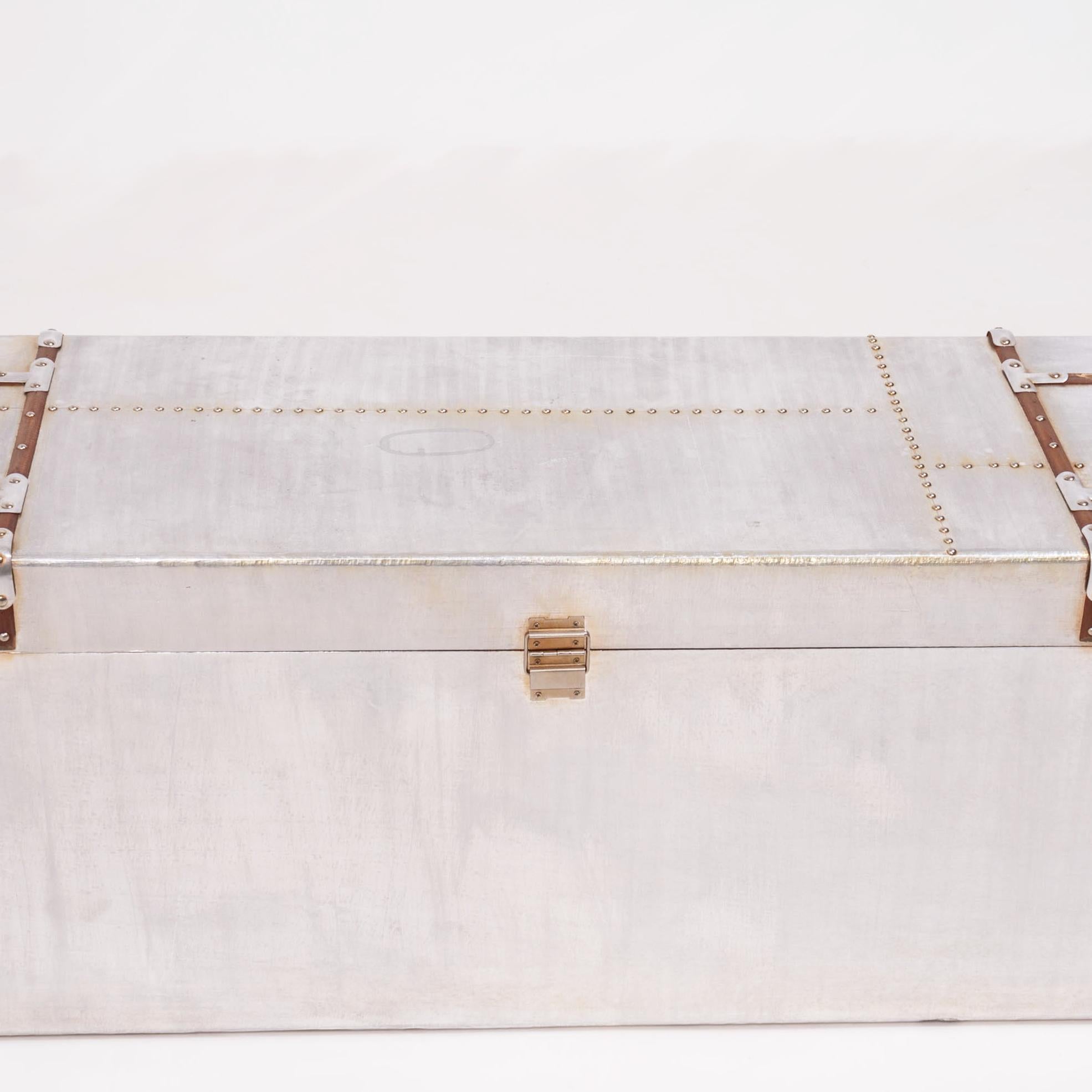 Industrial Silver Storage Trunk with Drawer 4