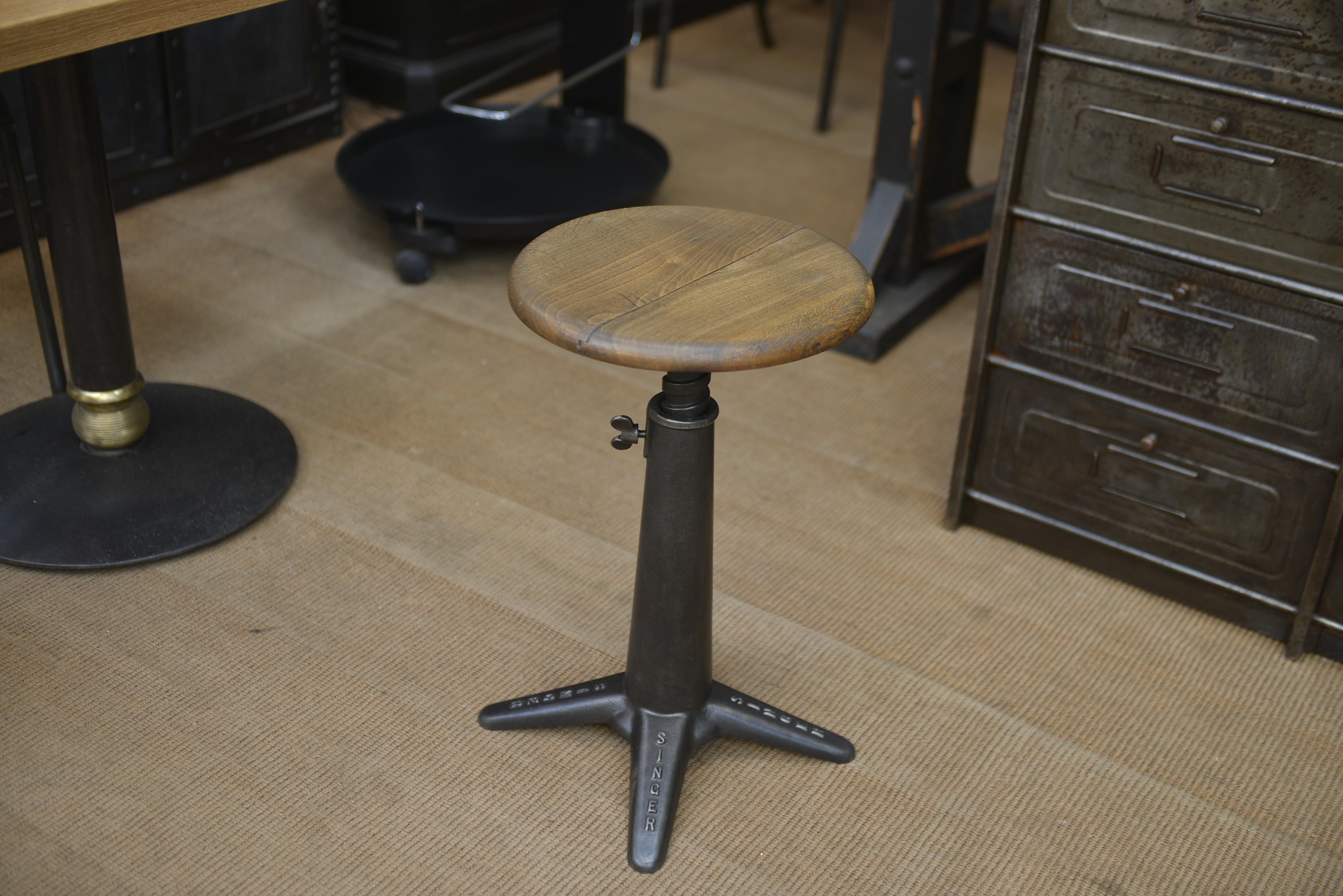French textile factory cast iron swivel stool by French Manufacturer 