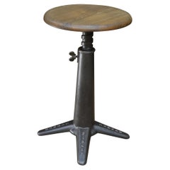 Vintage Industrial Singer Iron Adjustable Stool, circa 1950