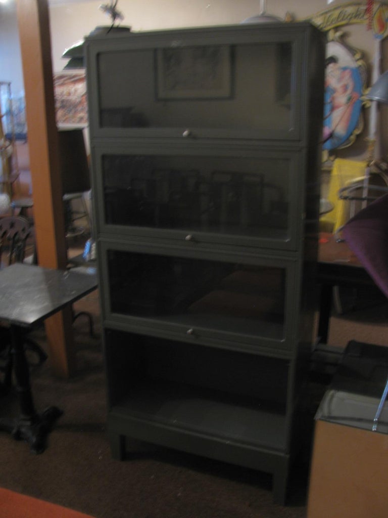 Industrial Six Section Steel Stacking Barrister Bookcase, circa 1948 at ...