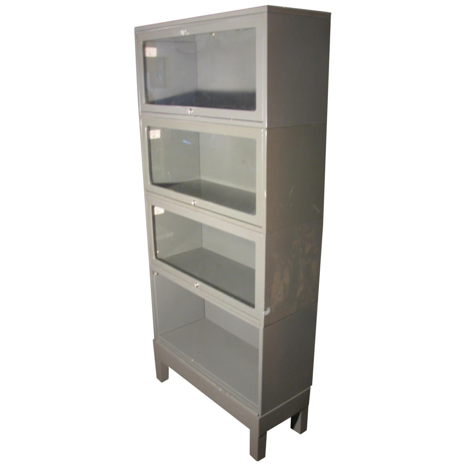 Industrial Six Section Steel Stacking Barrister Bookcase, circa 1948 at