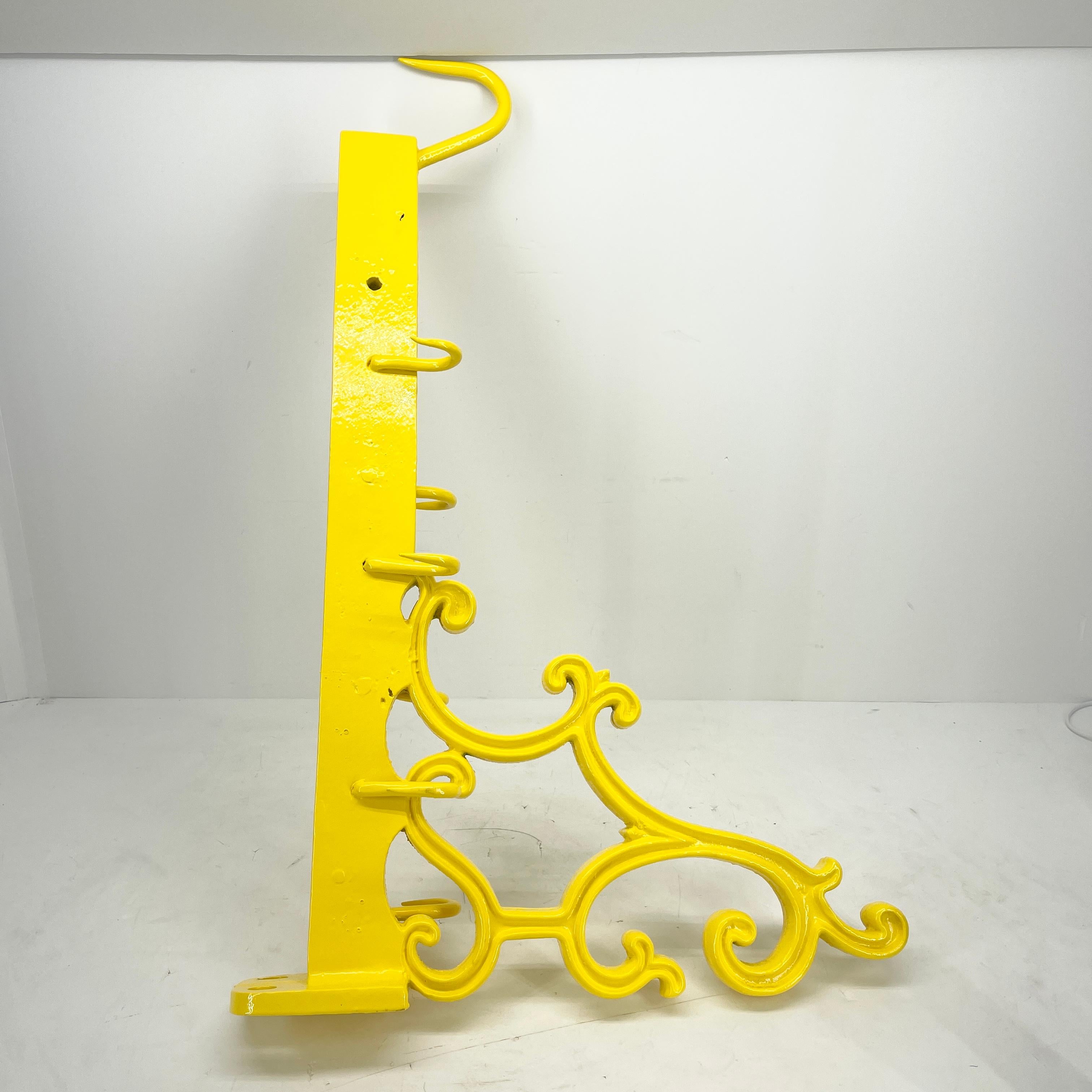 French Industrial Size Kitchen Meat Hook in Bright Sunshine Yellow For Sale