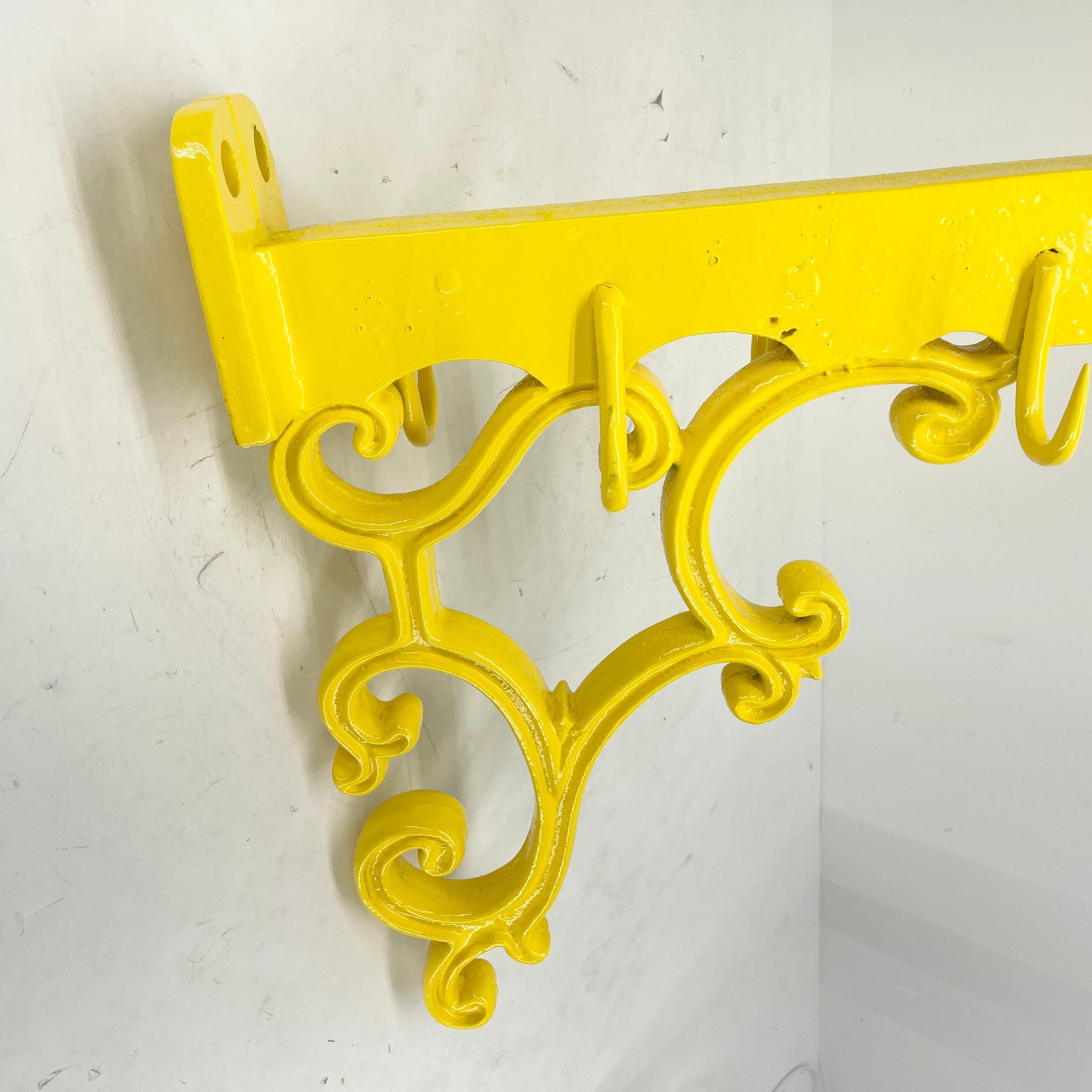 Powder-Coated Industrial Size Kitchen Meat Hook in Bright Sunshine Yellow For Sale