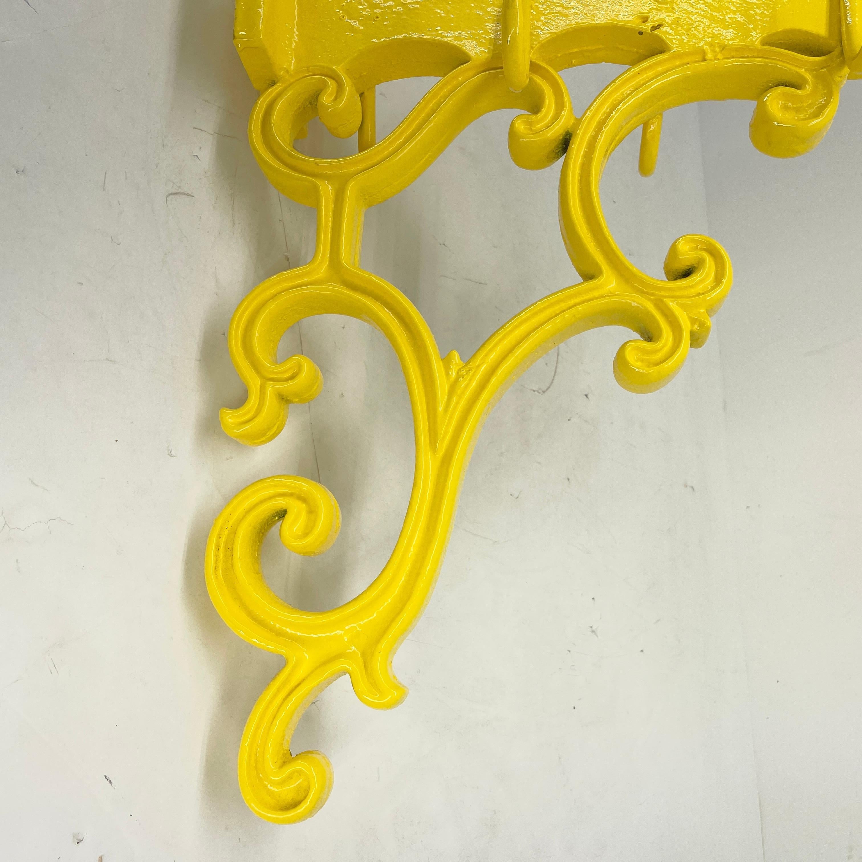 Iron Industrial Size Kitchen Meat Hook in Bright Sunshine Yellow For Sale