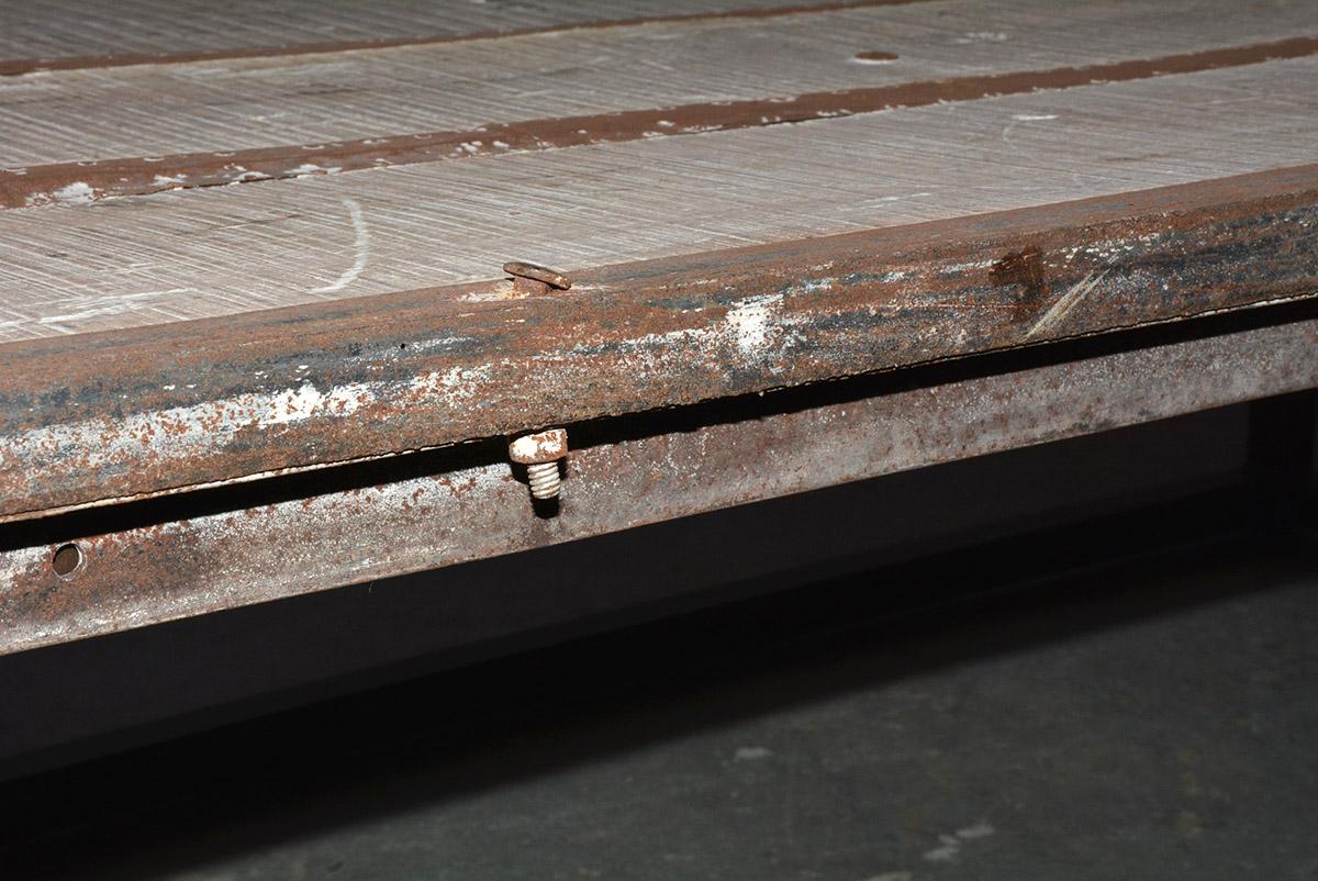 Industrial Slatted Wood Top Metal Base Coffee Table 4