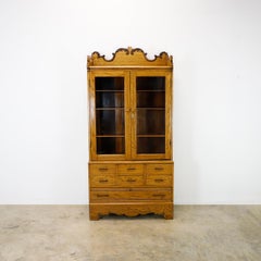 Industrial Solid Oak Library Bookcase with Drawers