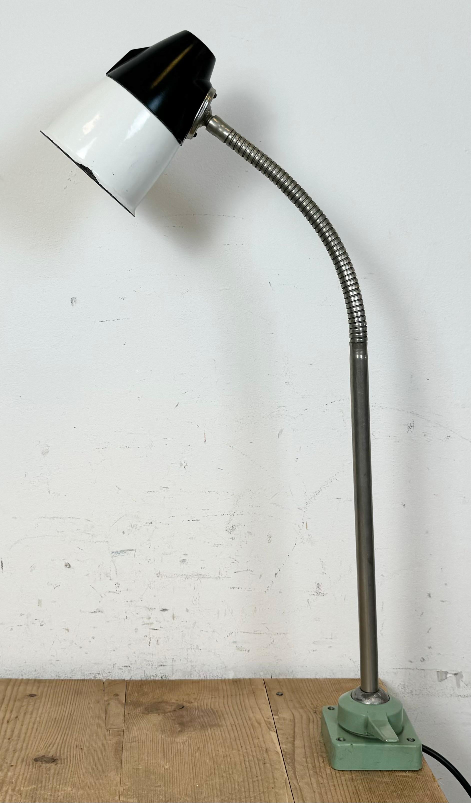 Industrial Soviet  Gooseneck Work Table Lamp, 1960s In Good Condition For Sale In Kojetice, CZ