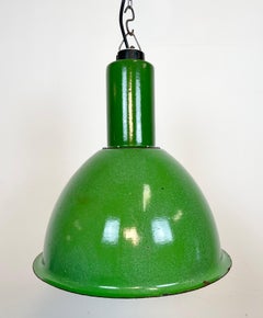 Industrial Soviet Green Enamel Pendant Lamp, 1960s