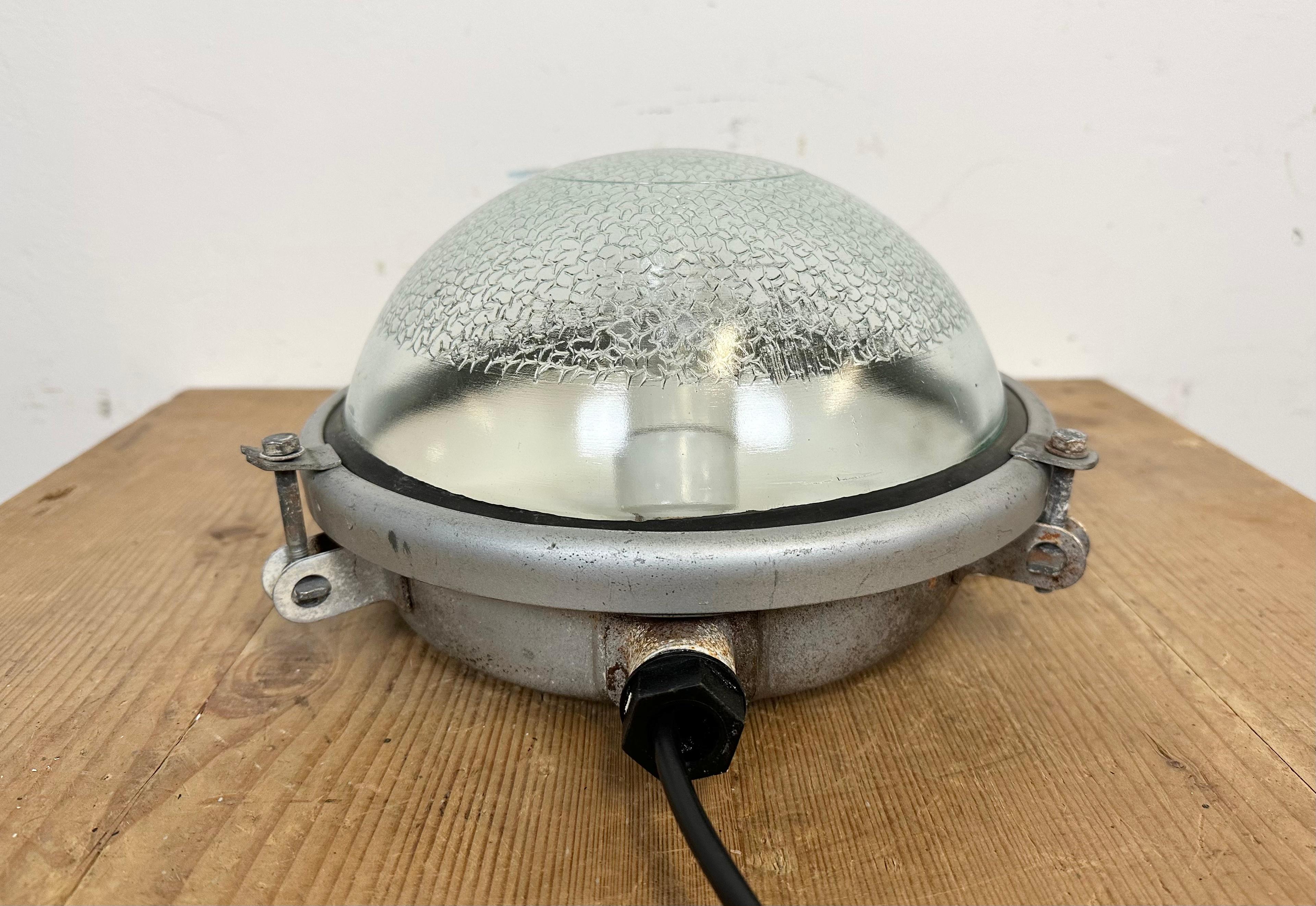 Metal Industrial Soviet Wall or Ceiling Light, 1970s For Sale