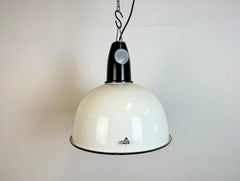 Industrial Soviet White Enamel Pendant Lamp, 1960s