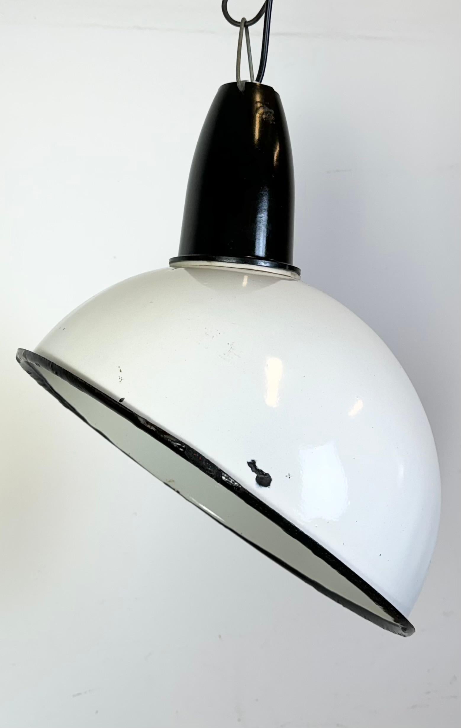 20th Century Industrial Soviet White Enamel Pendant Lamp, 1960s For Sale